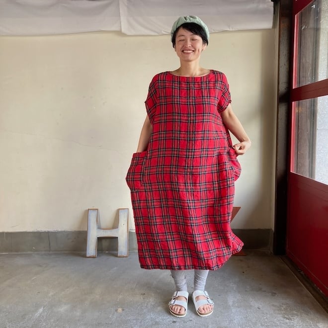 快晴堂 レディース ワンピース タータンチェック エバーグリーン 5