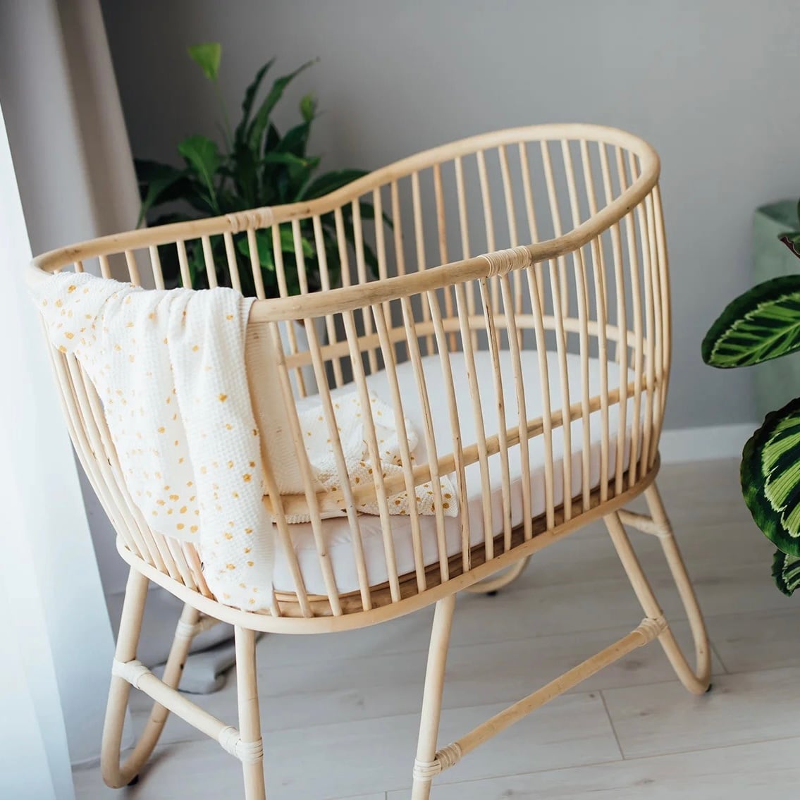 数量限定】ラタン ベビーベッド (マットレス付) | HappyFace ラタン