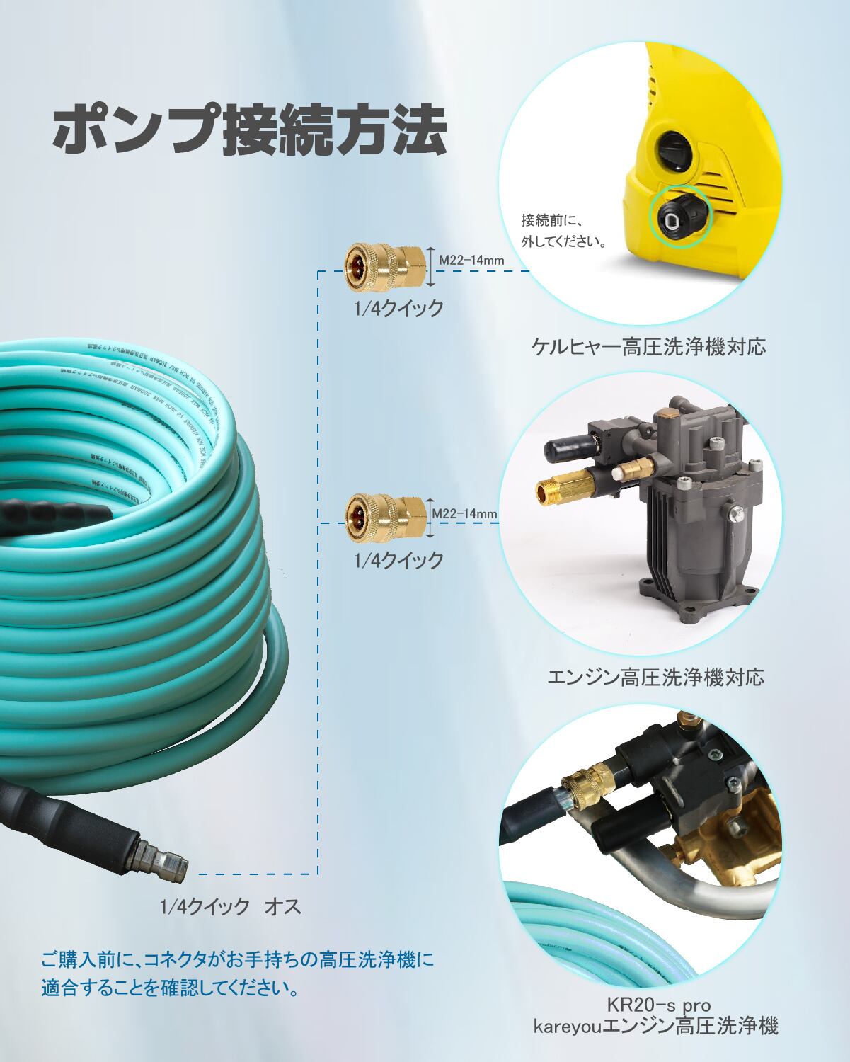 Kareyou高圧洗浄機ホース 高圧ホース20m エンジン高圧洗浄機ホース