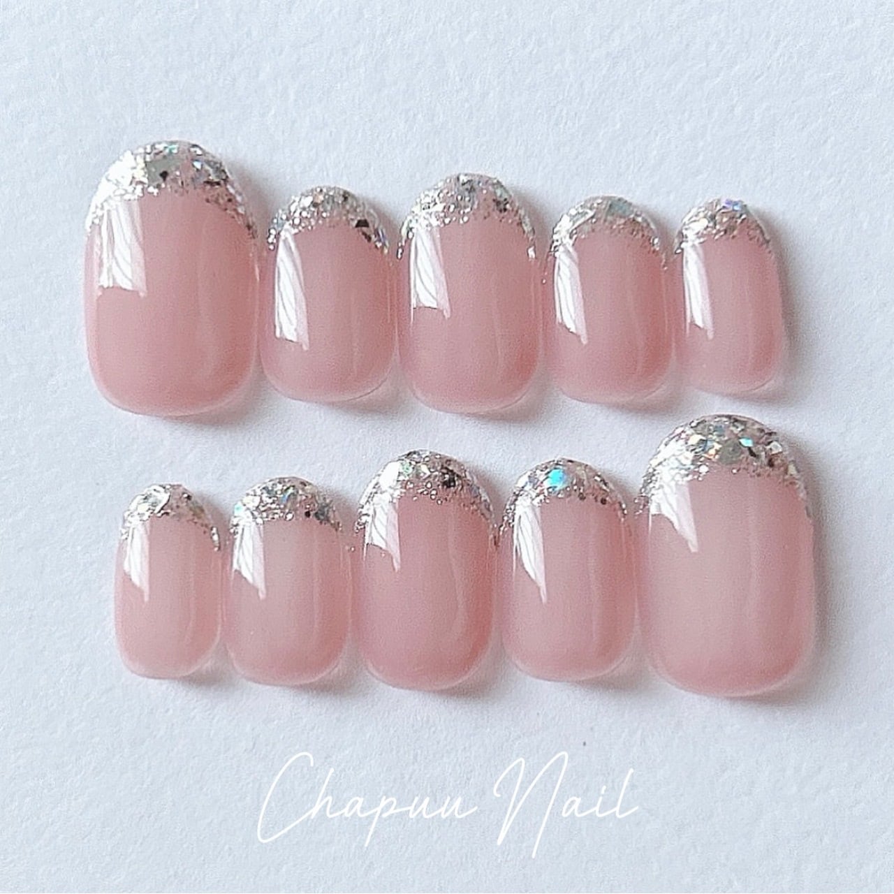 ネイルチップ ガラスフレンチネイル シンプルネイル | Pay ID