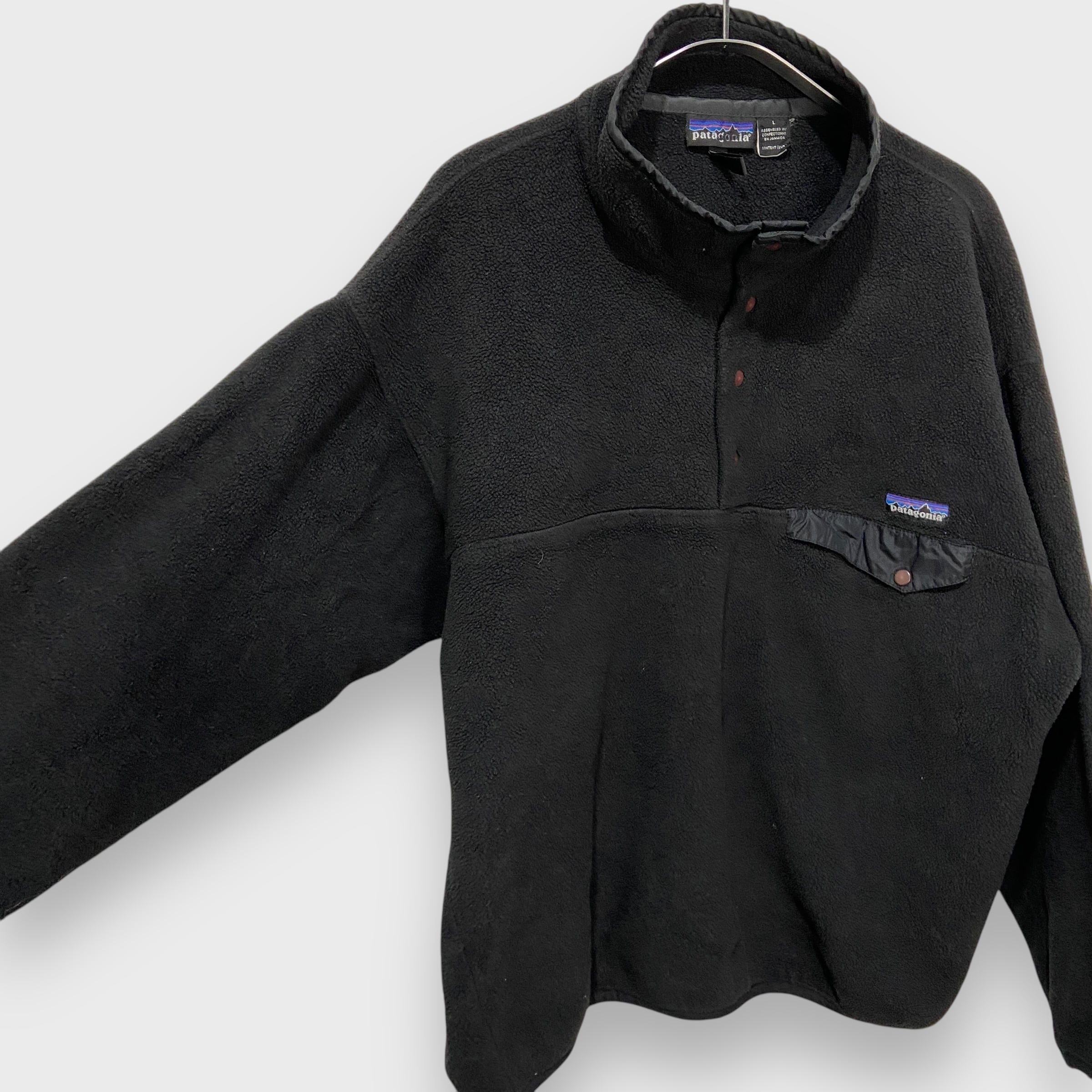 90s パタゴニア シンチラフリーススナップT 黒 オールブラック | 古着