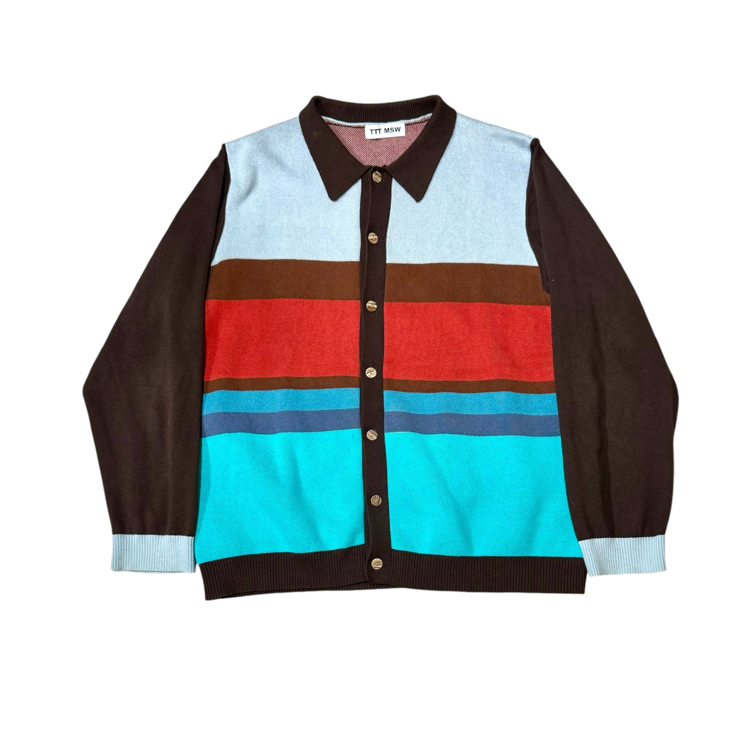 TTTMSW - Border Knit Shirt Cardigan (size-L) ¥18000+tax | KODONA