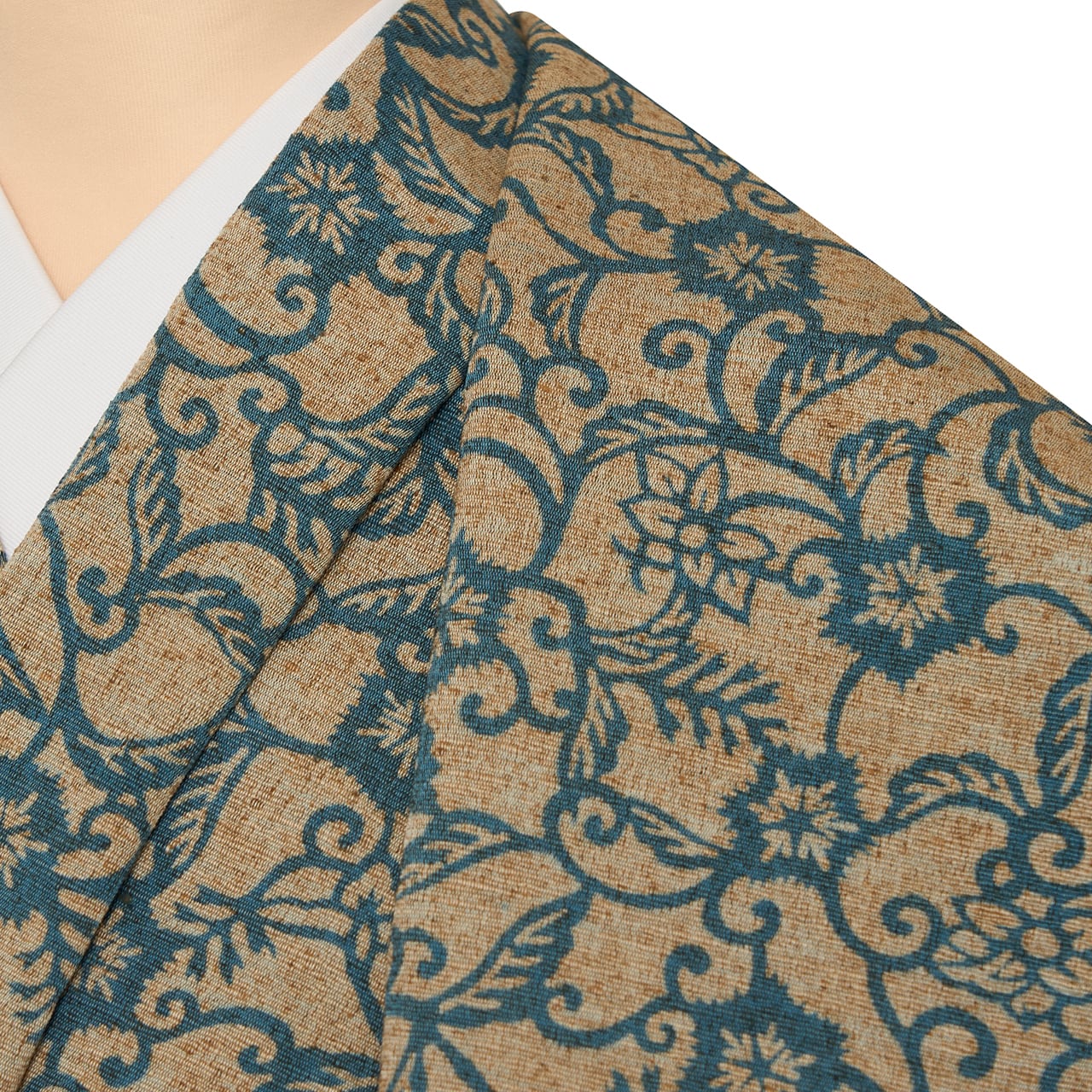 お仕立て無料】出羽の織座 田中昭夫 紺定正藍型染 ぜんまい紬着物地