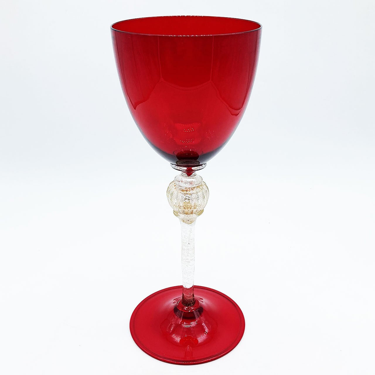 ベネチアングラス ムラノ イタリア ワイングラス レッド ゴールド