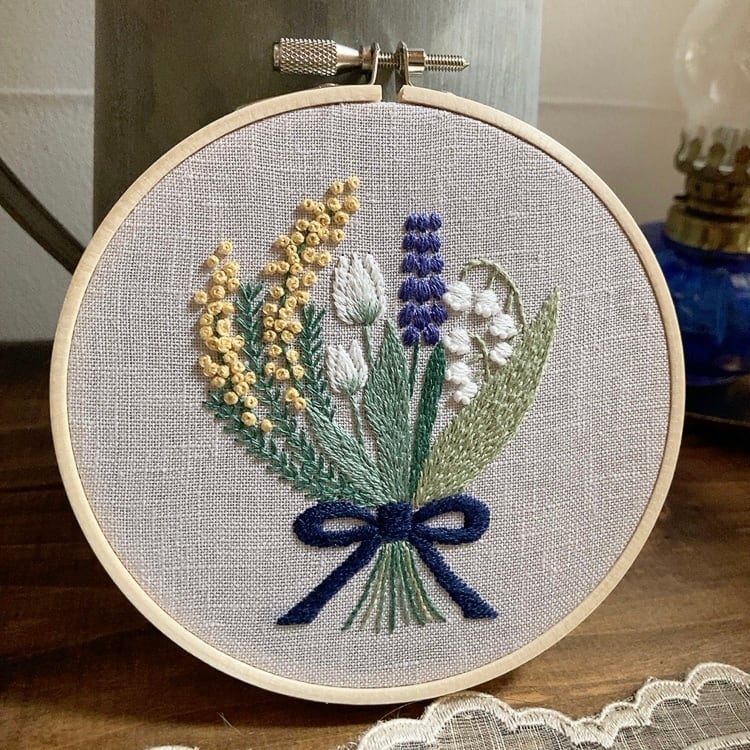 刺繍フレーム（ミモザのブーケ） | aoneco.
