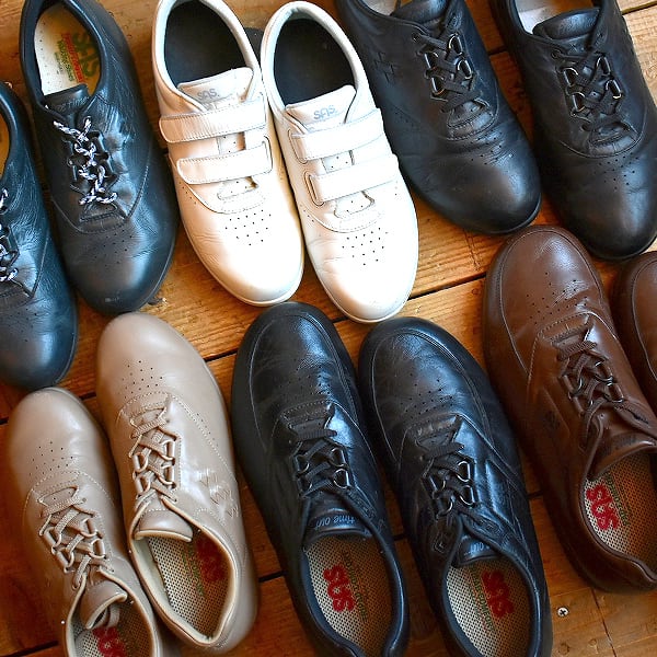 1点物◇USA製SAS茶レザースニーカー古着メンズ28.5レディースOK