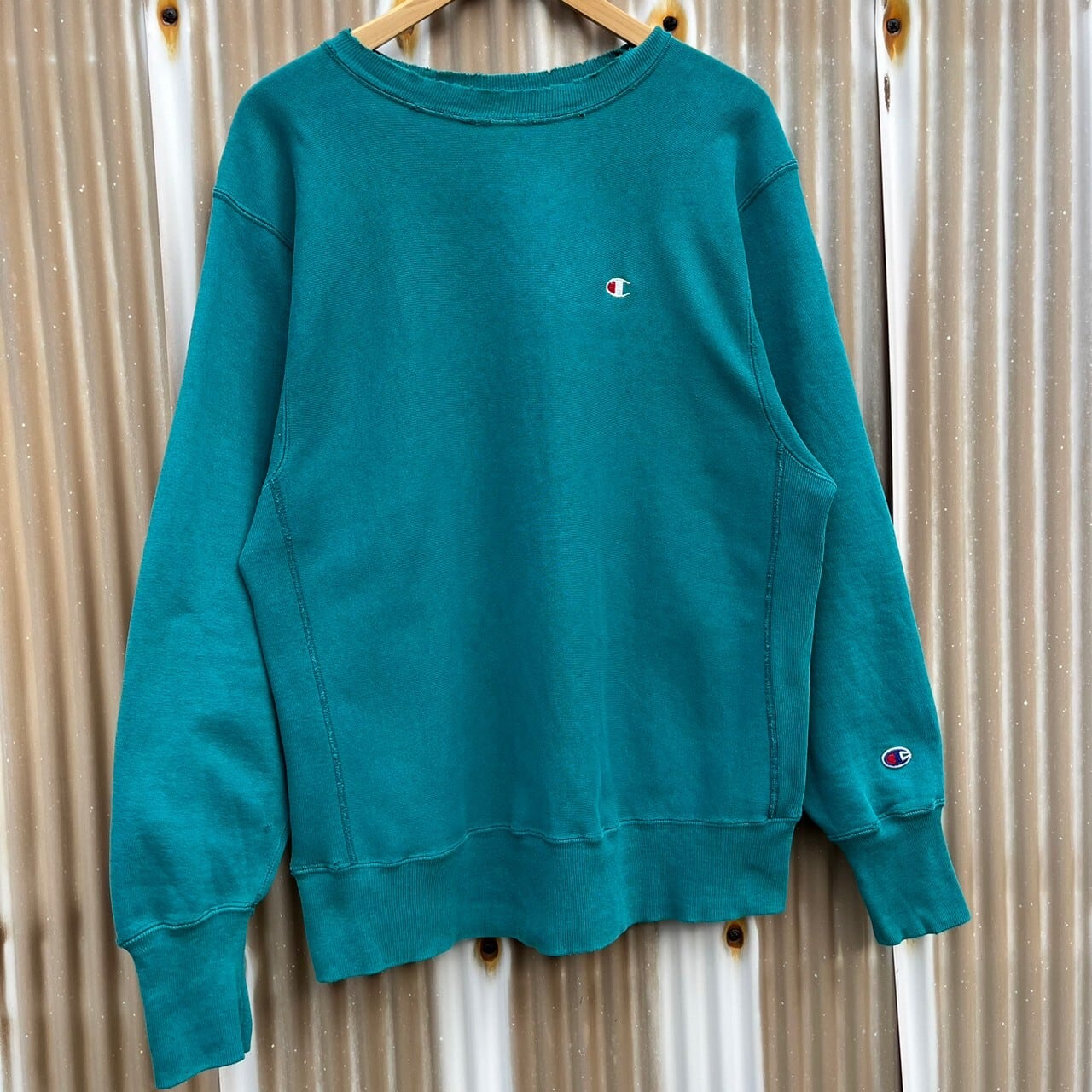 90's Champion リバースウィーブスウェット ターコイズ | 古着屋NEVERMIND