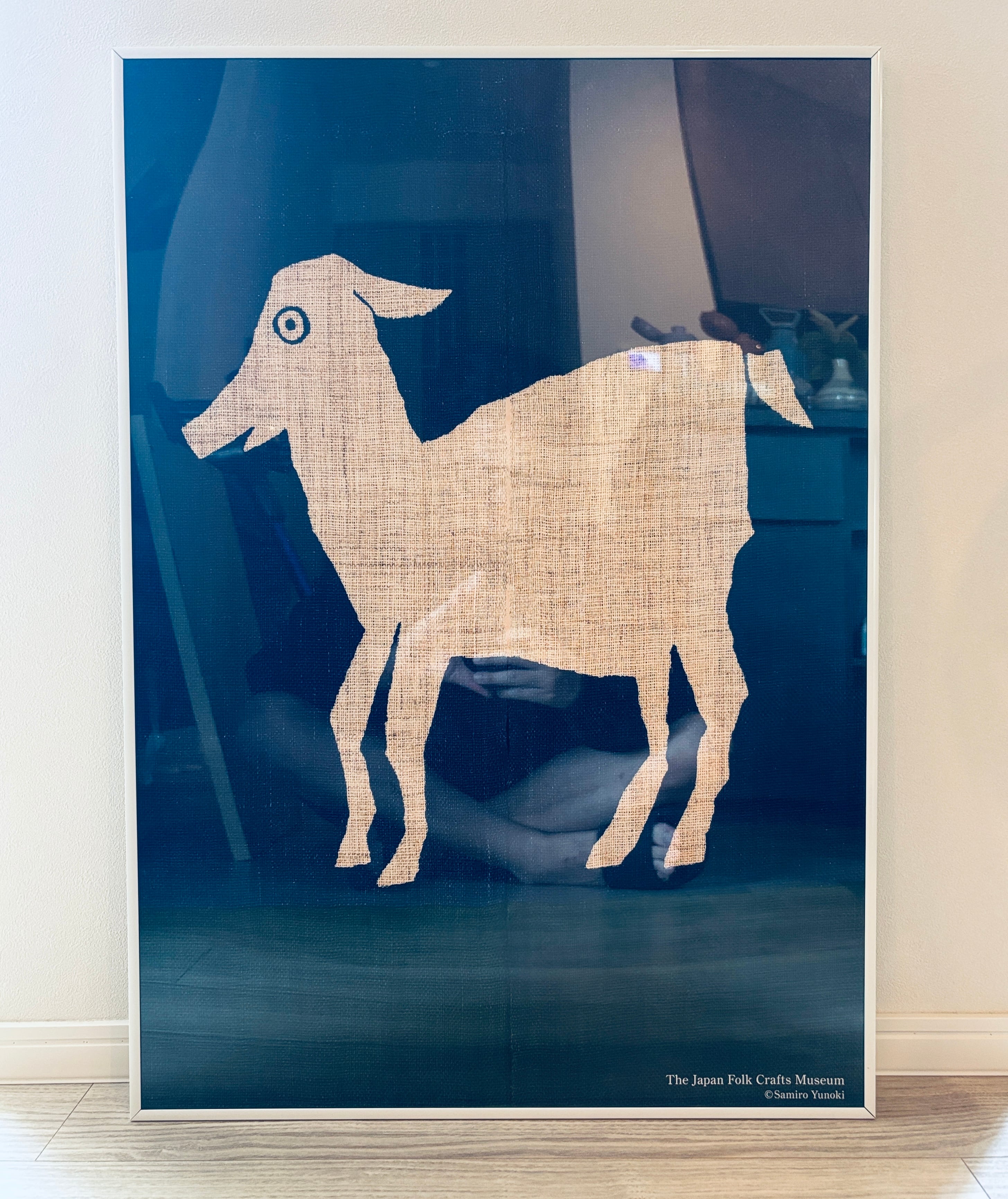 額装付き 柚木沙弥郎 日本民藝館 「型染山羊文暖簾」限定ポスター