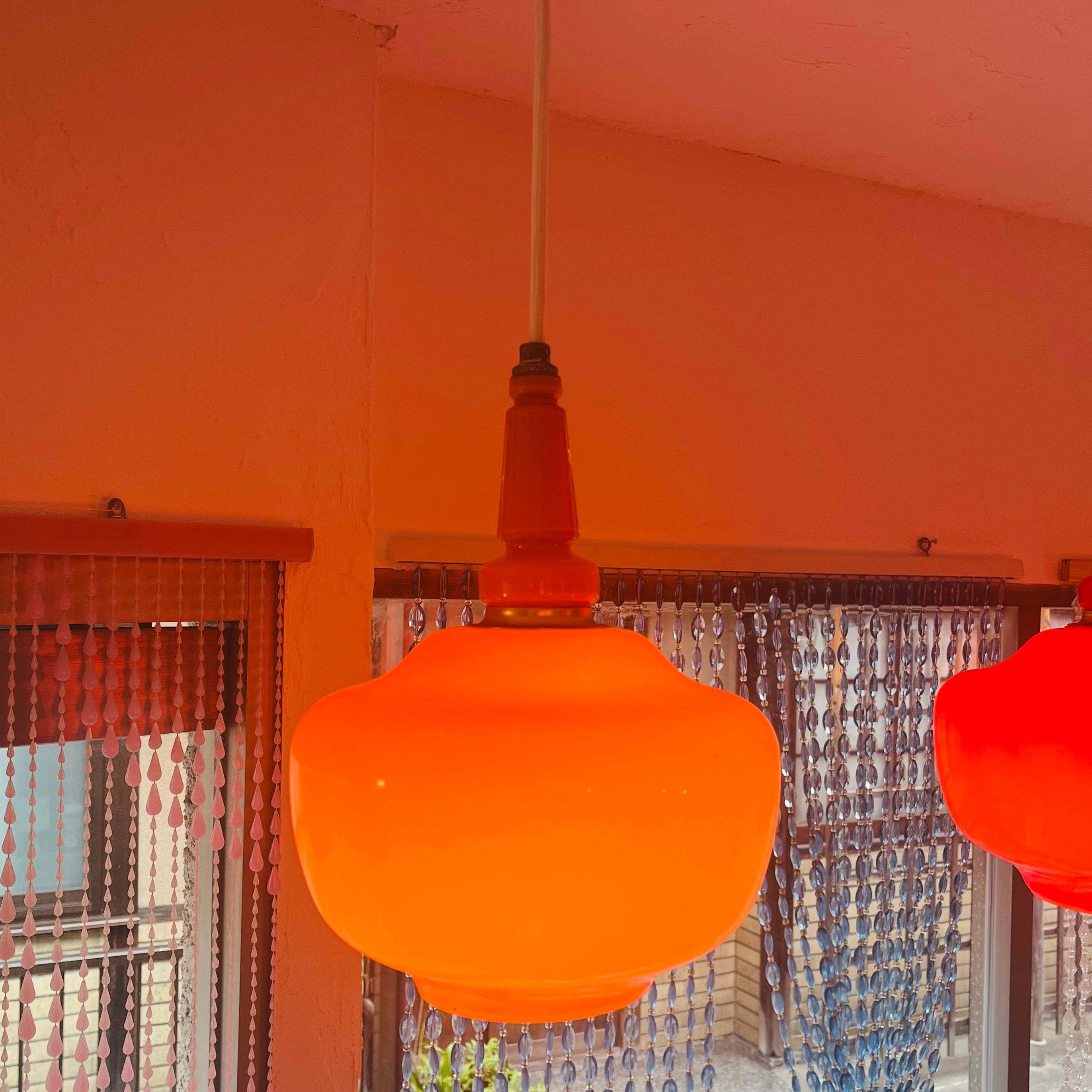 ペンダントライト オレンジ 天井照明 昭和レトロ | 春眠雑貨店