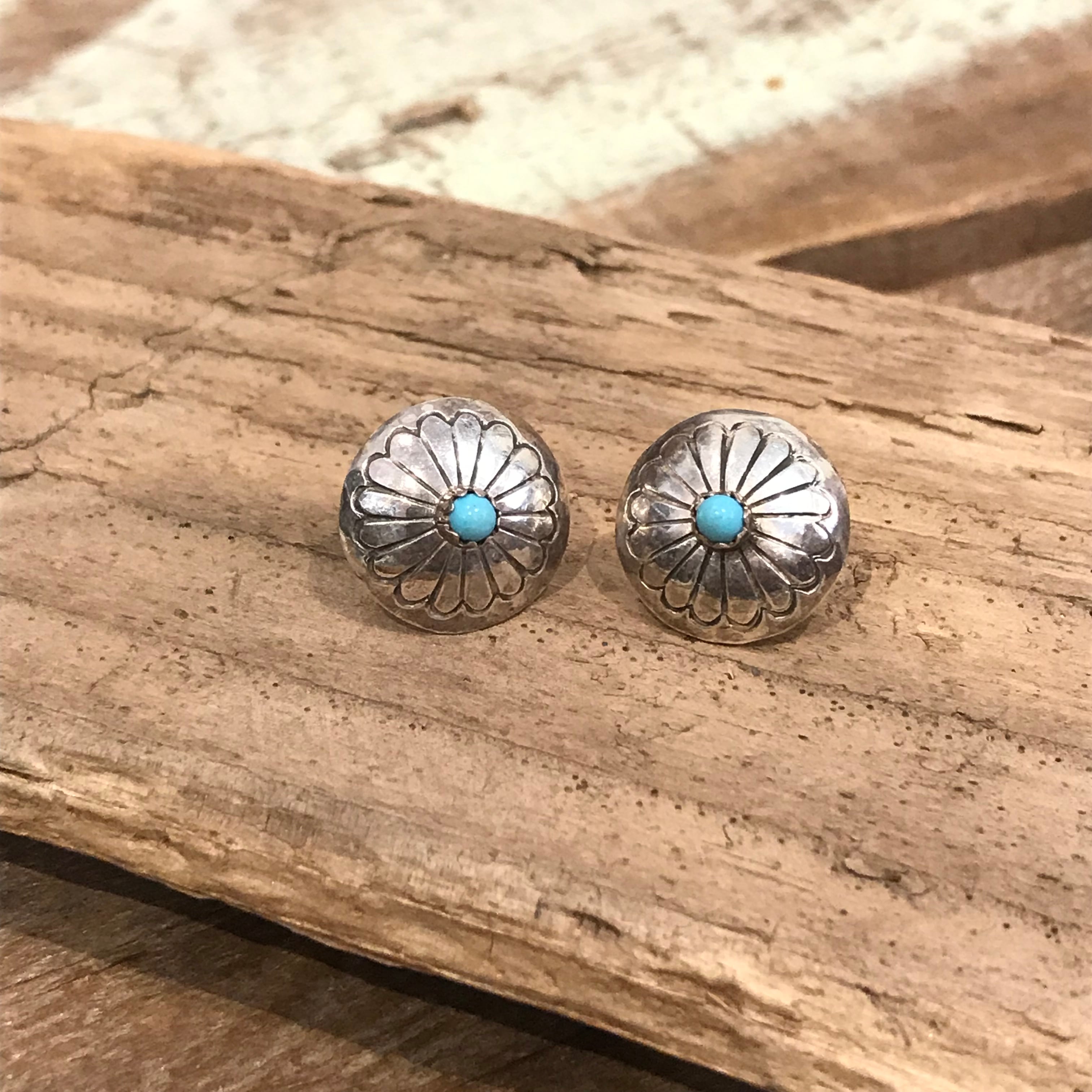 Sterling silver ナバホ族 ターコイズコンチョピアス | coconino