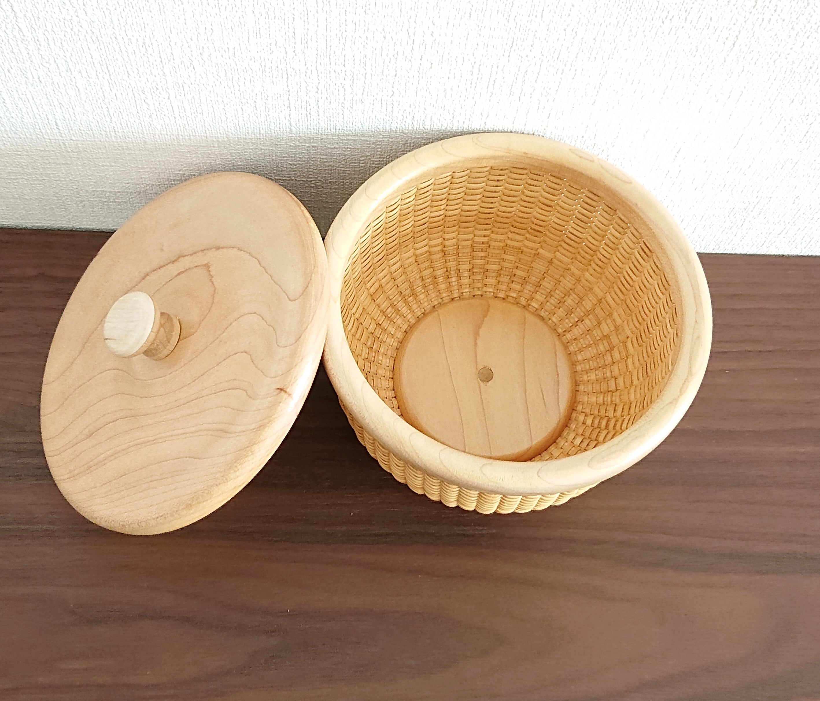 ナンタケットバスケット(ラウンド型蓋付き 5インチ メイプル) | Ayano
