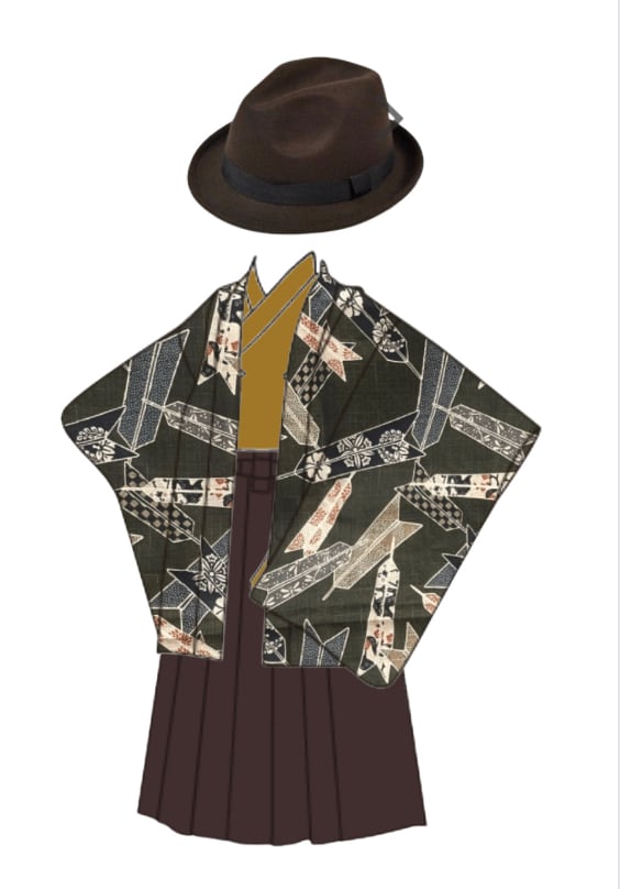 受注製作】アンティーク 蜻蛉とんぼ羽織紐 大正浪漫レトロ矢羽根柄