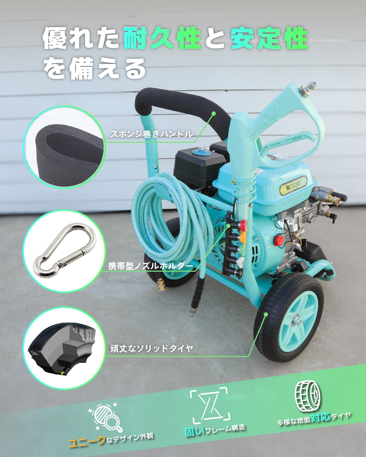 高圧洗浄機エンジン式 ガソリンエンジン高圧洗浄機 17MPA 9.5L/min