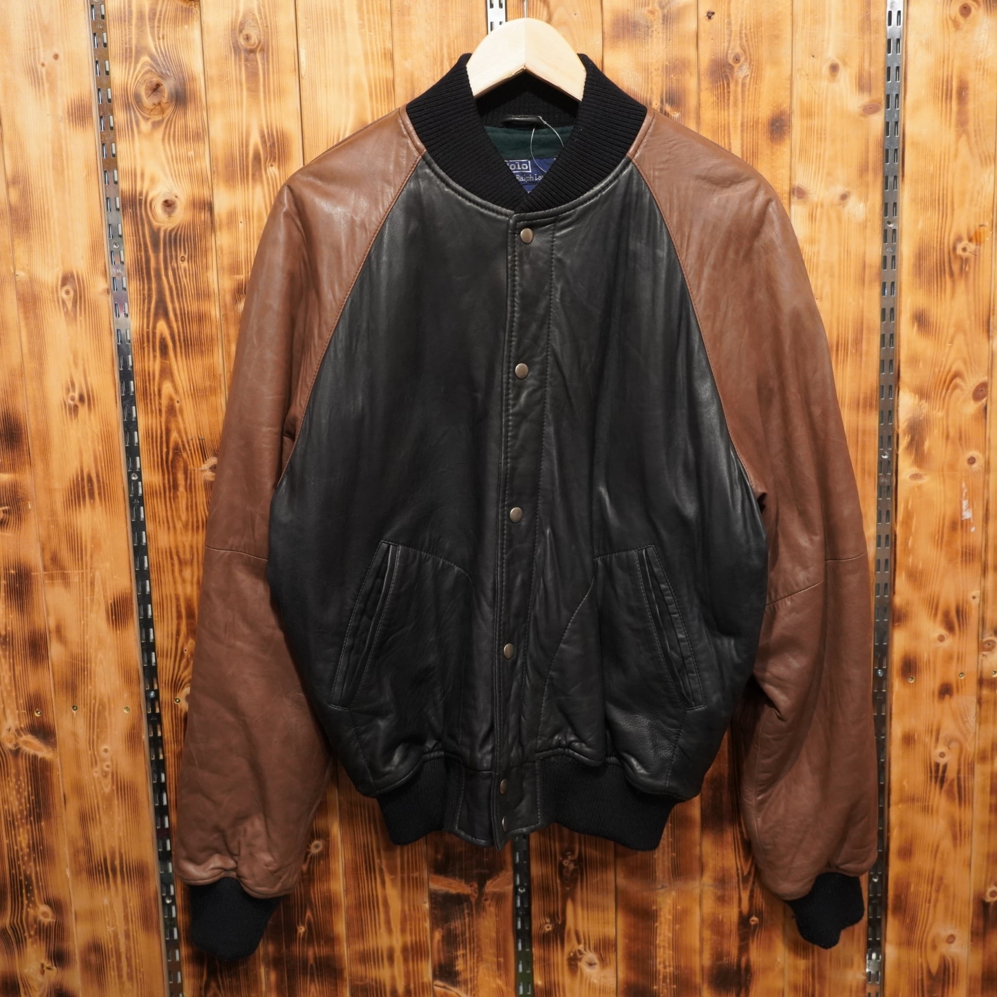 90s ralphlauren オールレザー スタジャン M/レザージャケット ラルフ