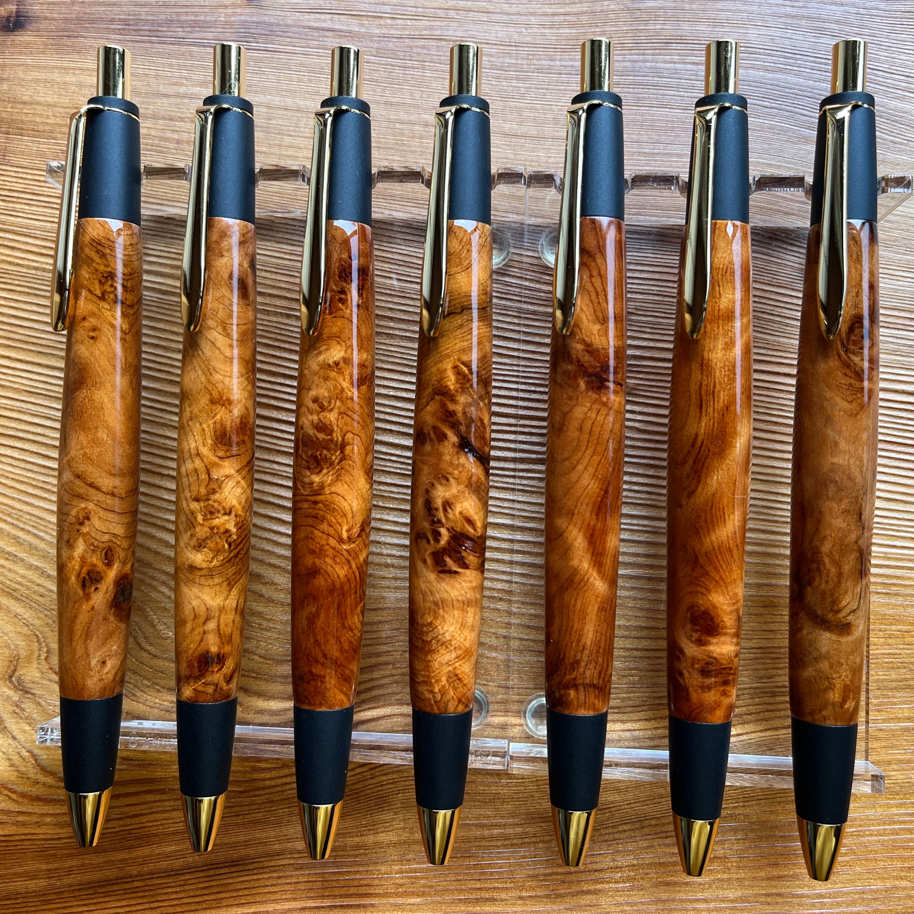 ナナシ588屋久杉油木トラ杢 木製シャーペン 強低重心ダブルR