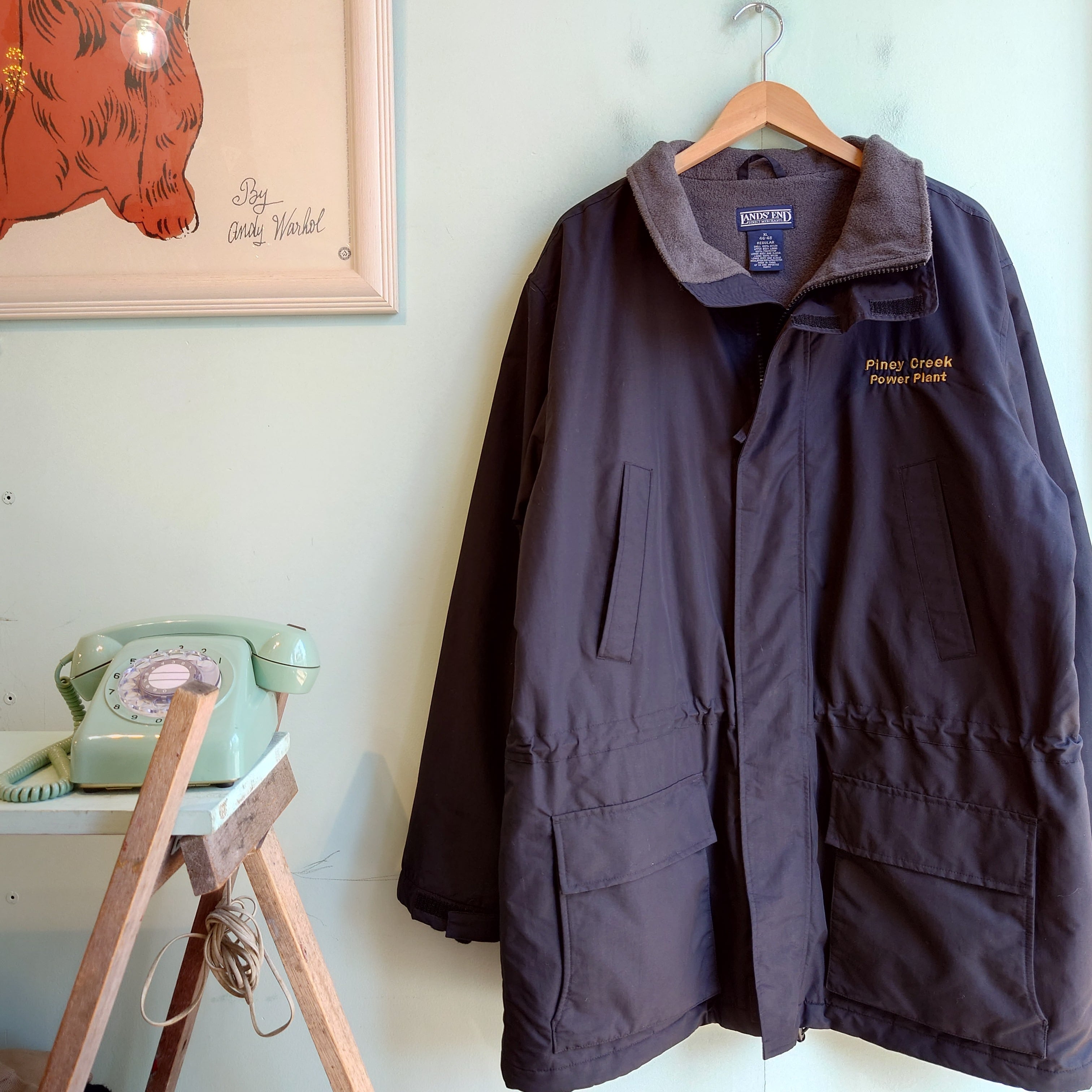 LANDS'END 90-00s ナイロンハーフジャケット ハーフコート 黒 シェルド