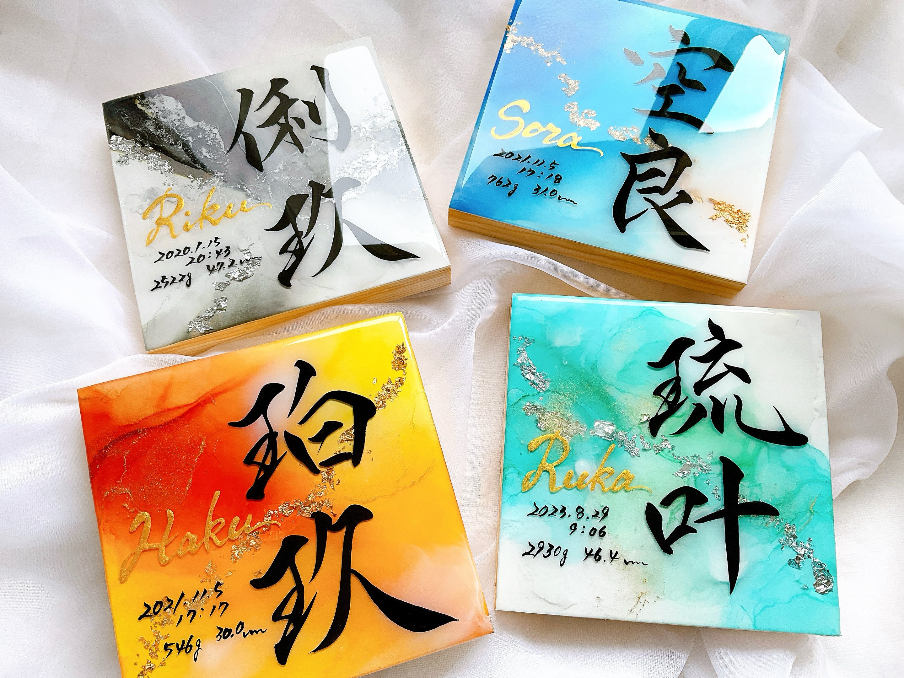 15㎝×15㎝アルコールインクアート命名書 | 命名書himawari