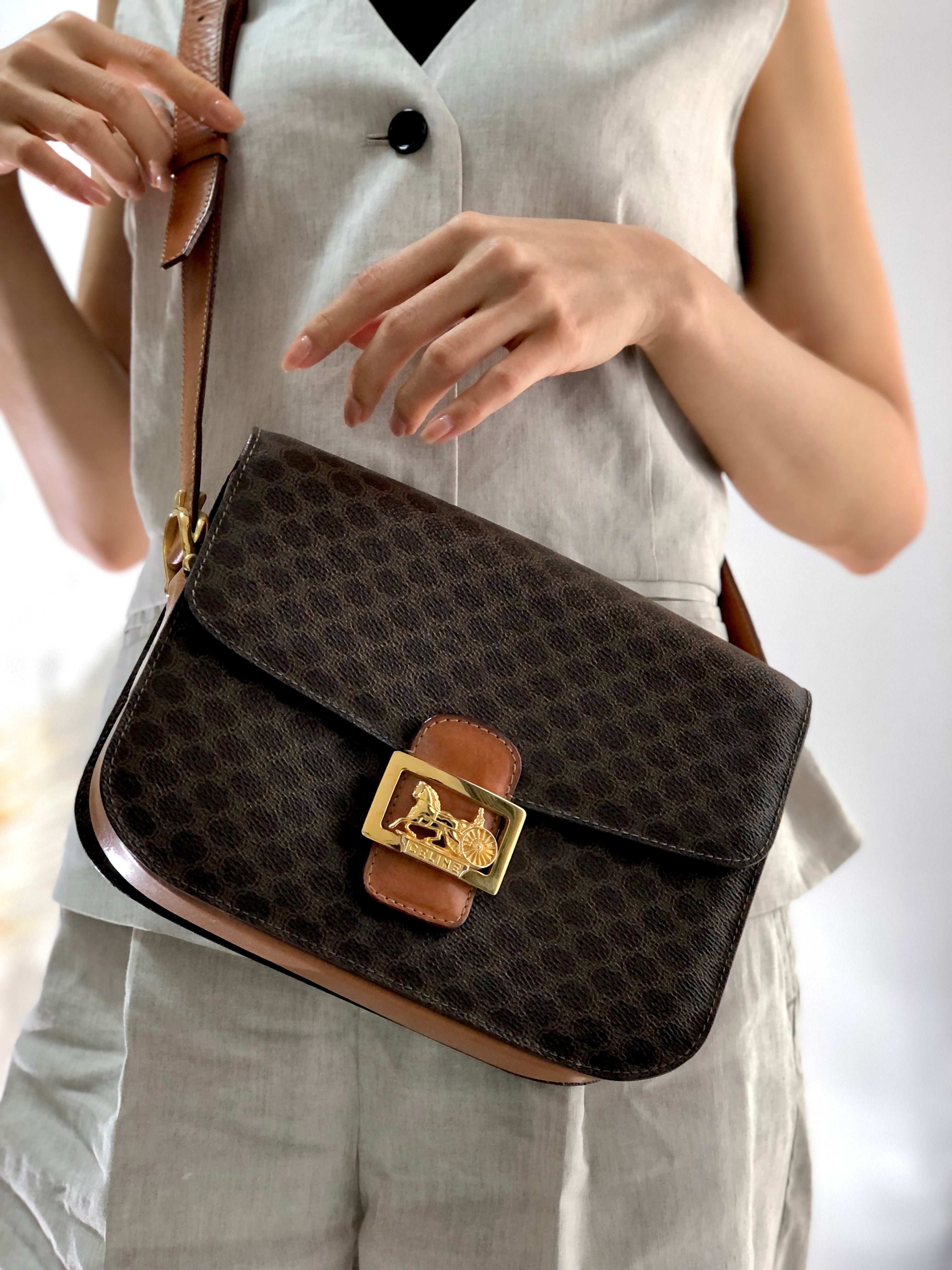 CELINE セリーヌ マカダム 馬車 ホースキャリッジ レザー クロスボディ