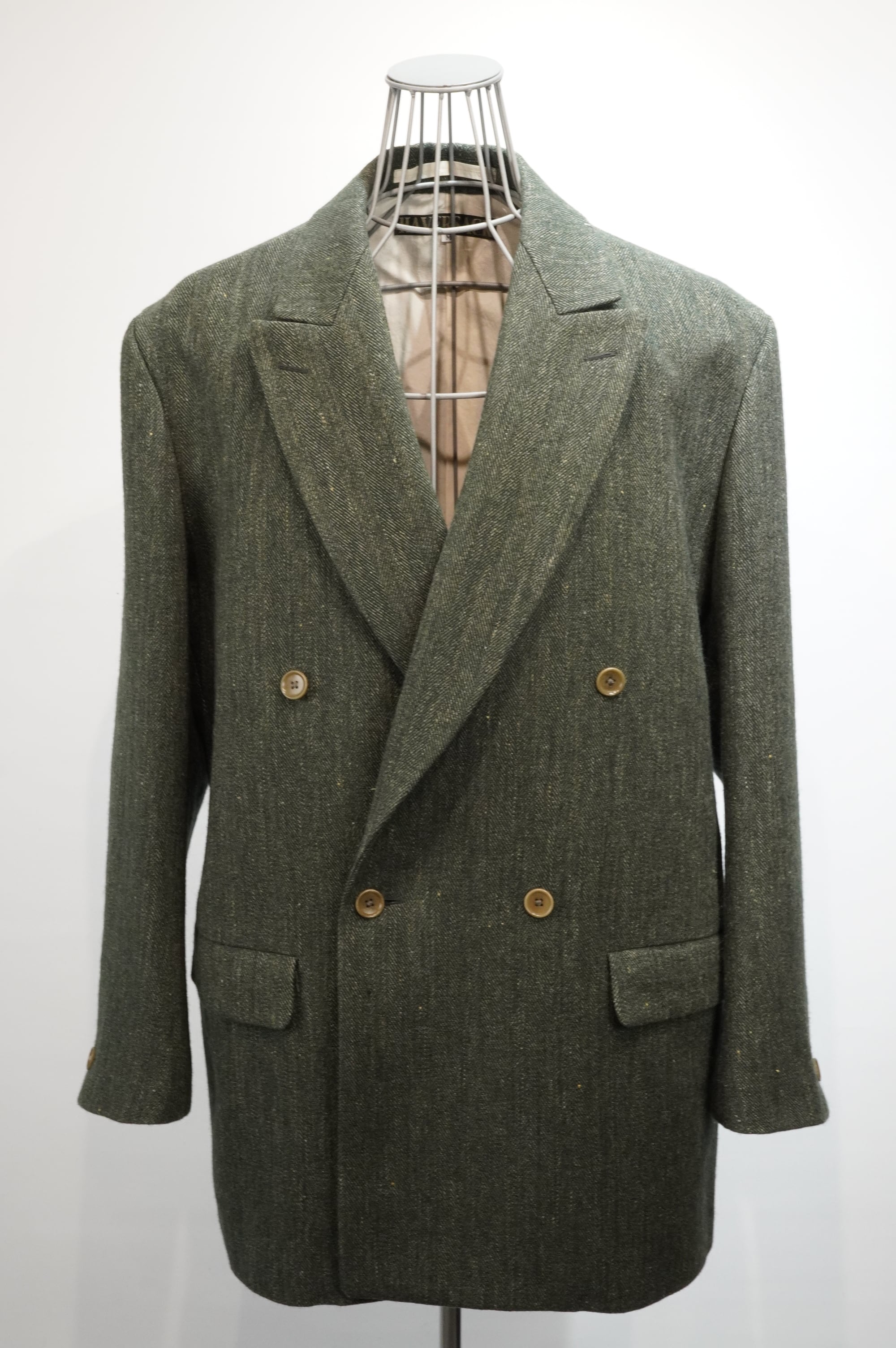 HAVERSACK / Wool Linen Herringbone Tweed Double Breasted Jacket | ARCD