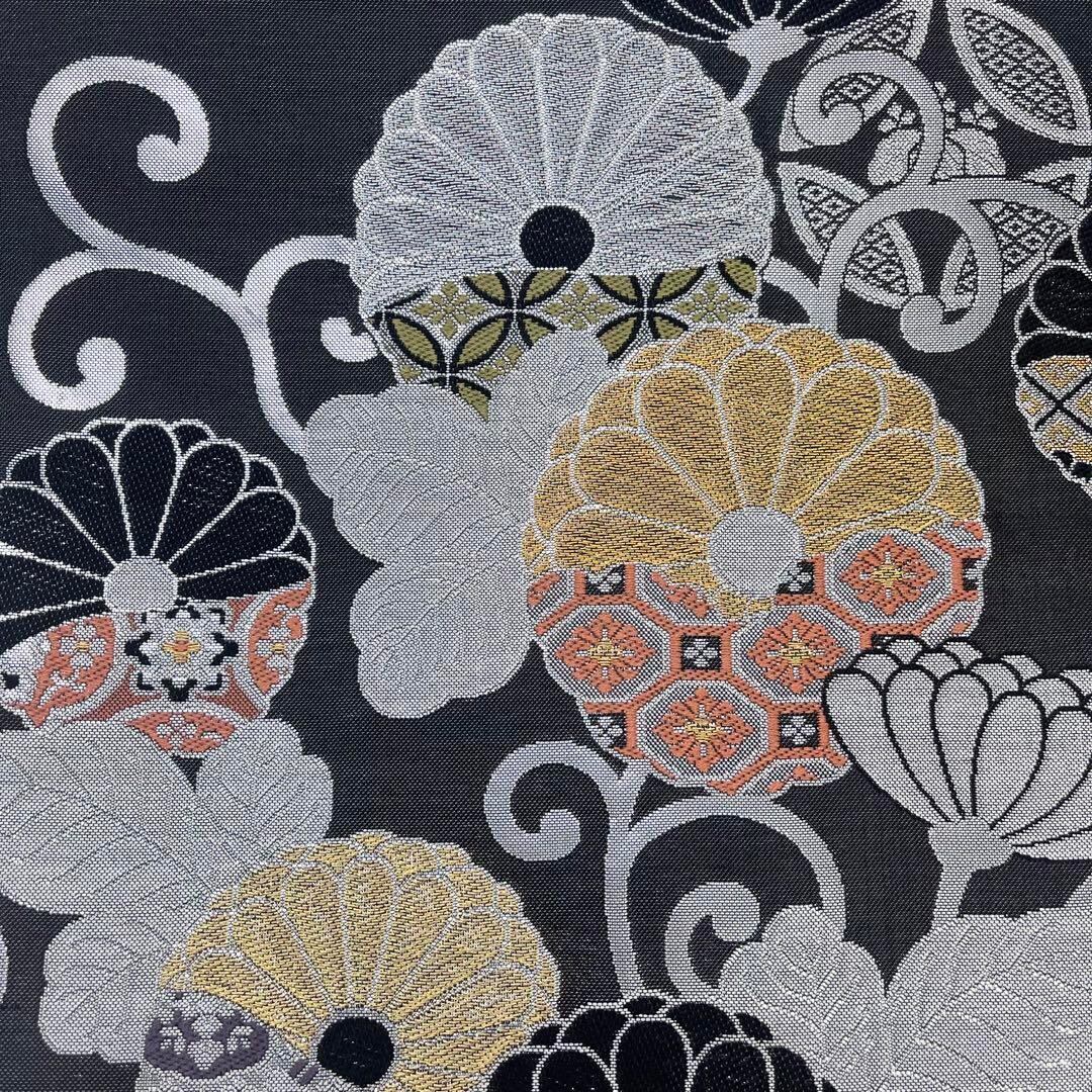 袋帯 華紋 花模様 七宝 銀糸 着物 011tz 袋帯 華紋 花模様 七宝 銀糸