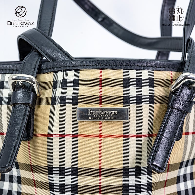 バーバリーブルーレーベル ノバチェック バケツ型トートバッグ