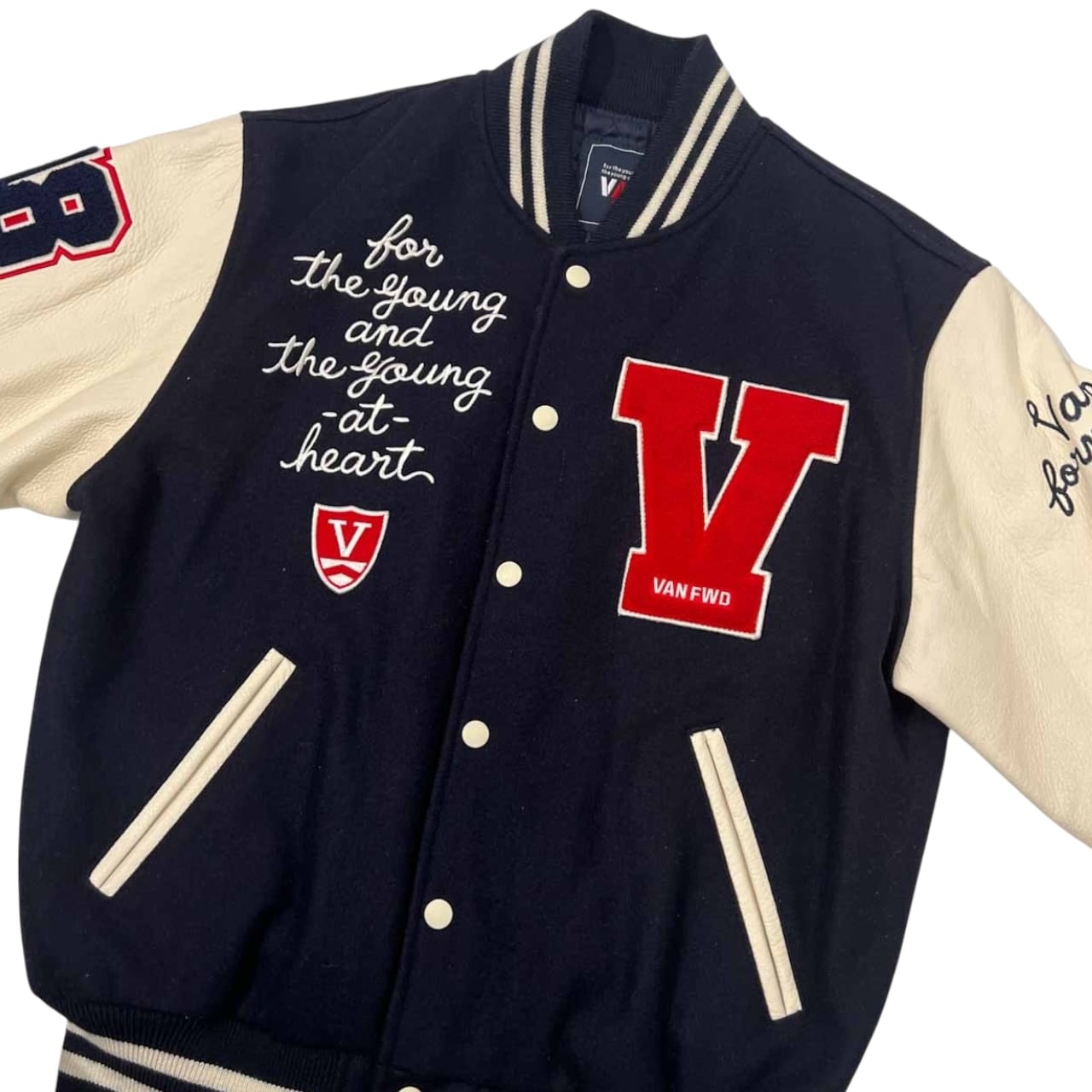 VAN JAC ヴァンヂャケット FWD フルデコ 袖革スタジャン M/ネイビー