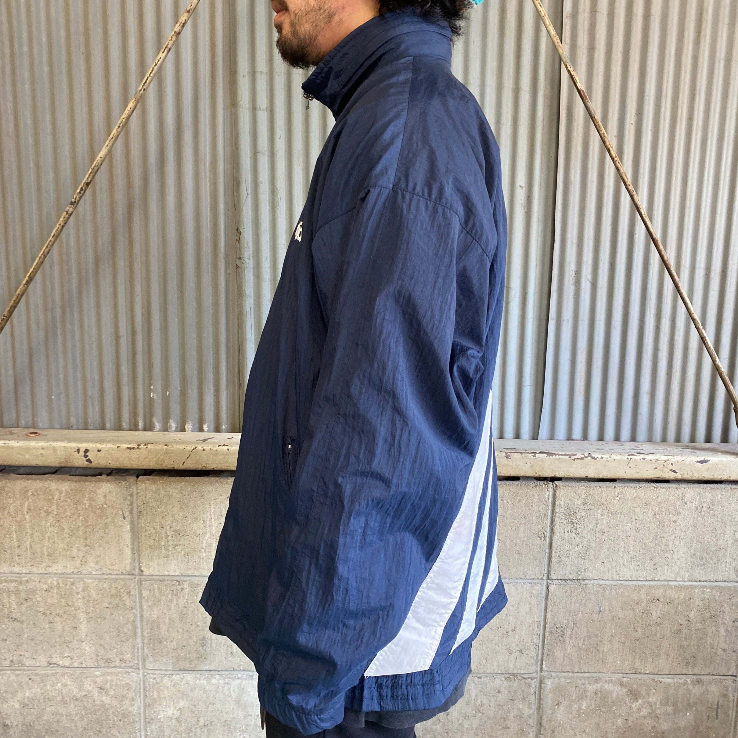 希少☆西ドイツ アディダス 刺繍ロゴ フード収納 ナイロンジャケット L