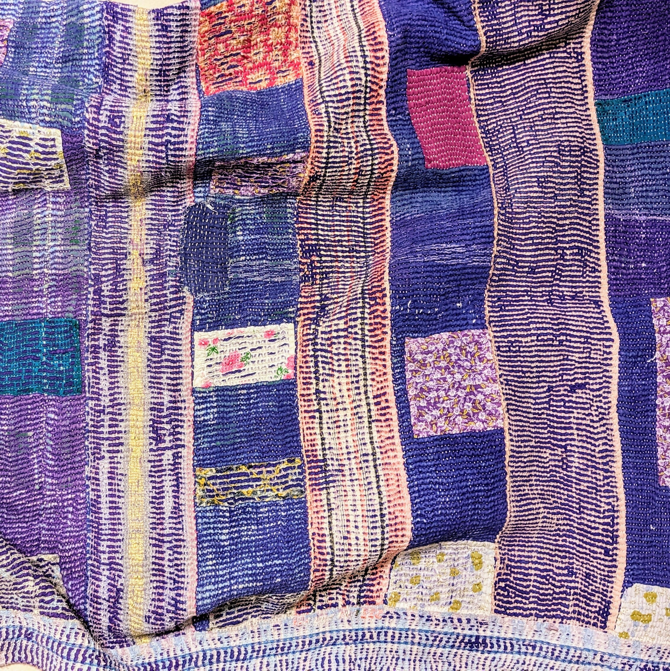 パッチワーク 掛布 ラリーキルト 風 ラグ 古布 ハンドメイド パッチ