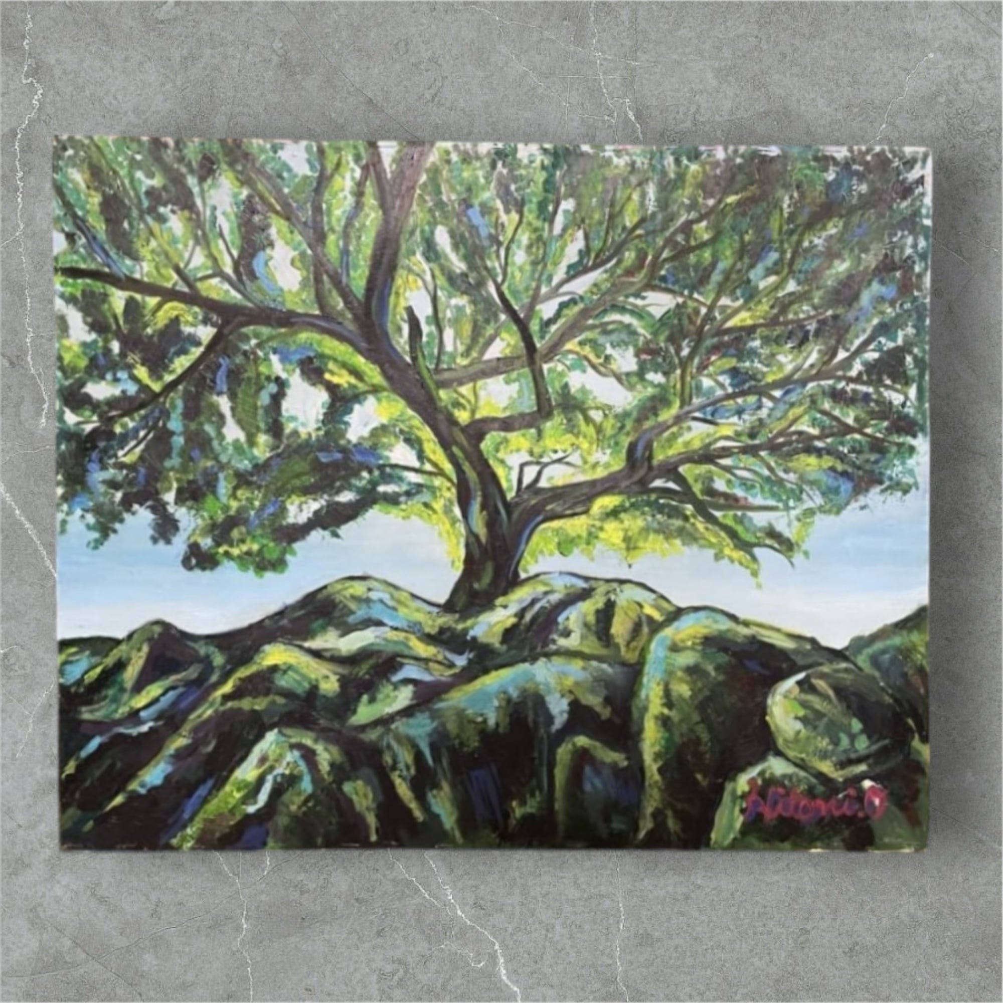 A-52/24】風景画 海 ミニサイズ アクリル画 原画 絵画 現代アート