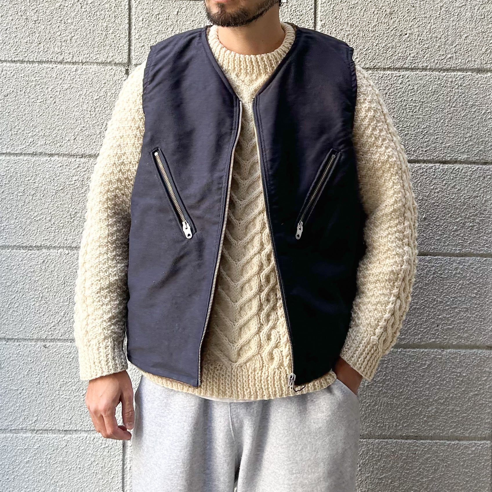 NIGEL CABOURN / DECK VEST - REVERSIBLE Khaki Dark Navy (ナイジェル