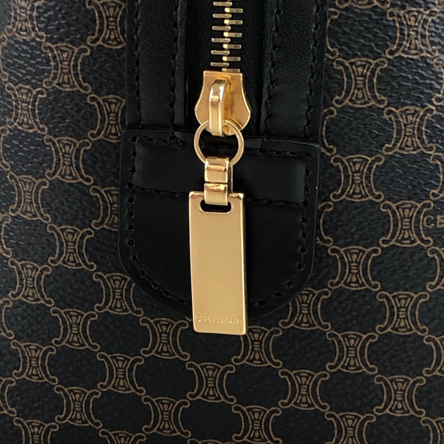 CELINE セリーヌ マカダム ショルダーバッグ ブラック PVCレザー ミニ