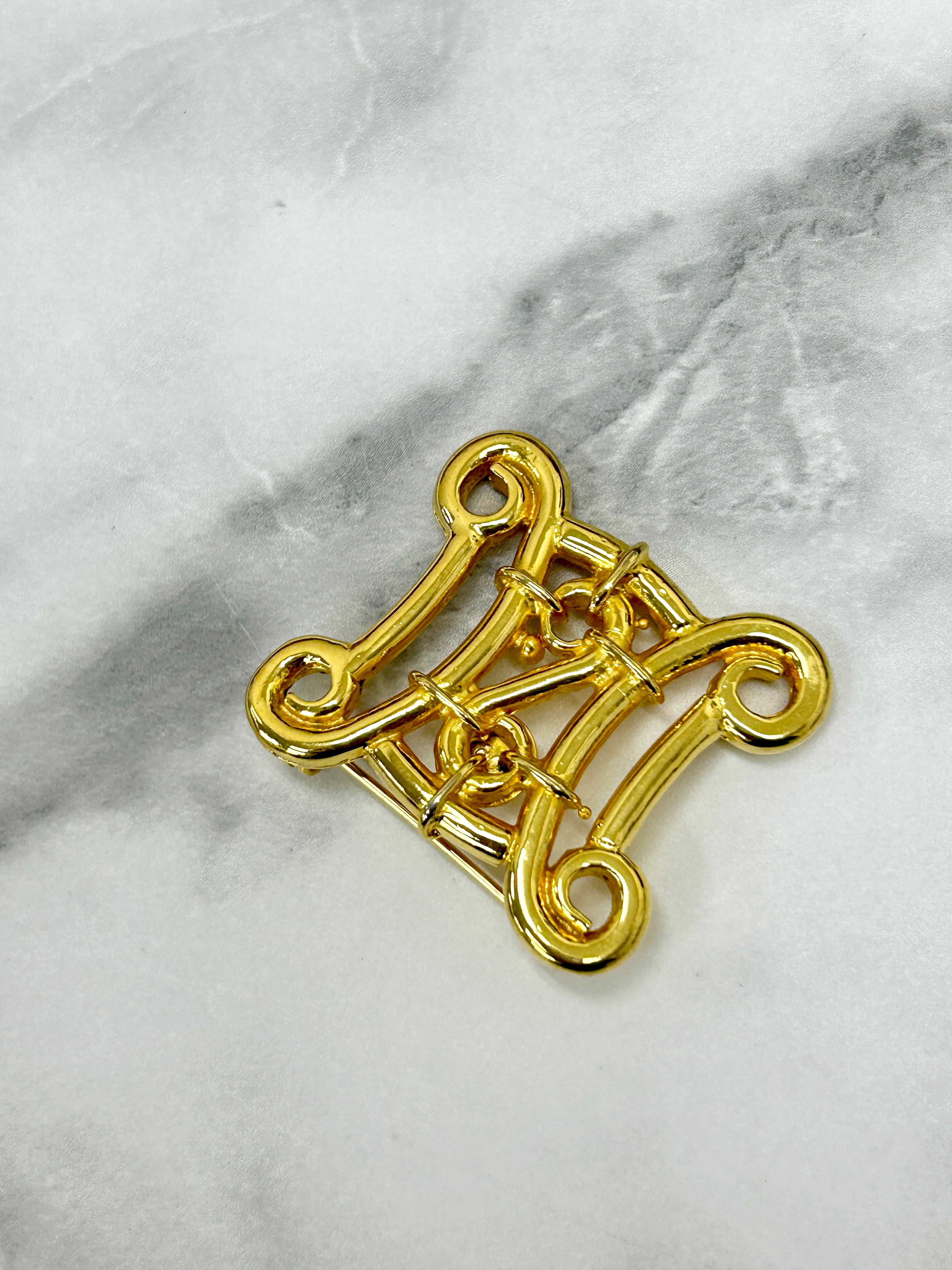 CELINE セリーヌ トリオンフ ブローチ ゴールド vintage ヴィンテージ