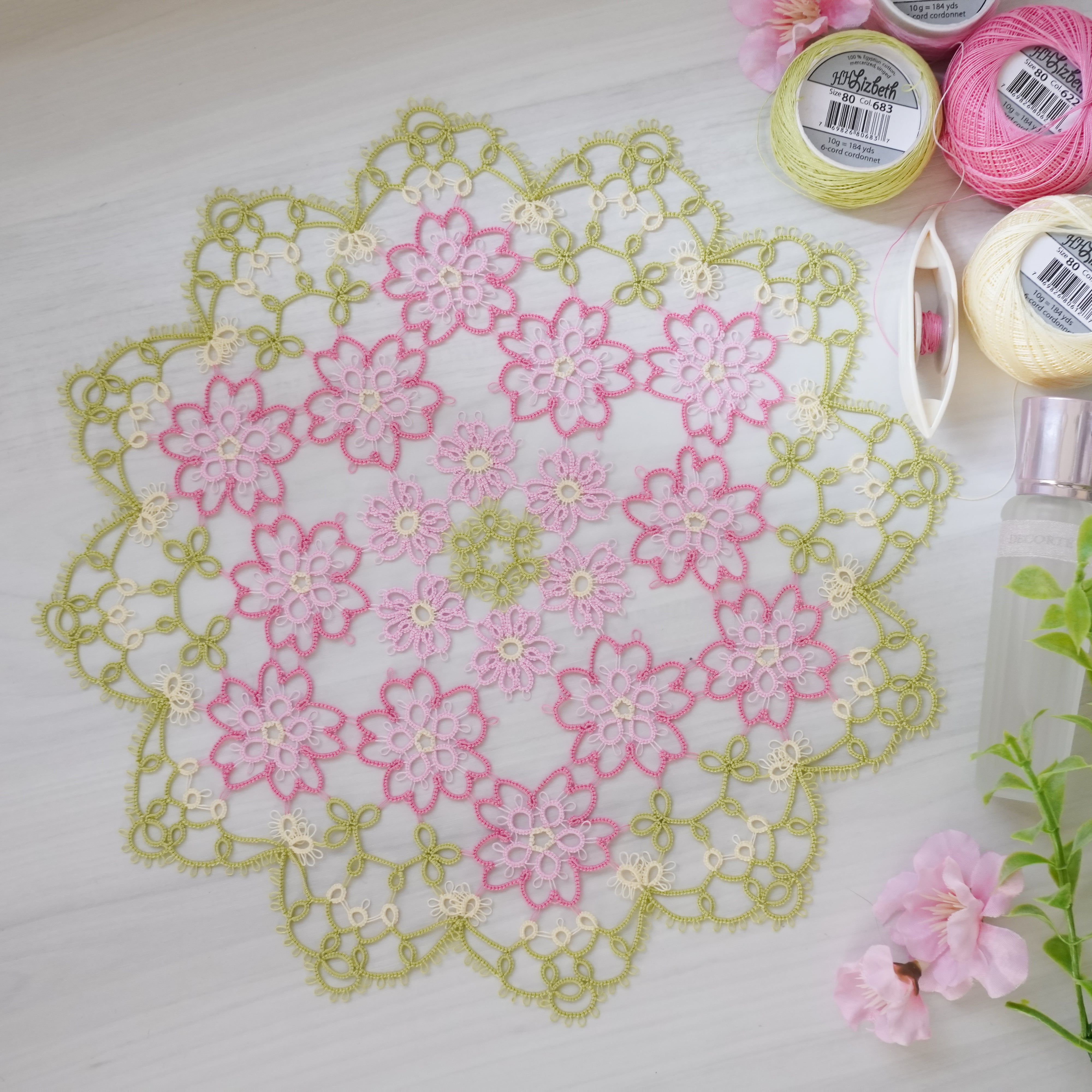 桜満開 ドイリー ドイリー 編み図 Download | AYA Lace