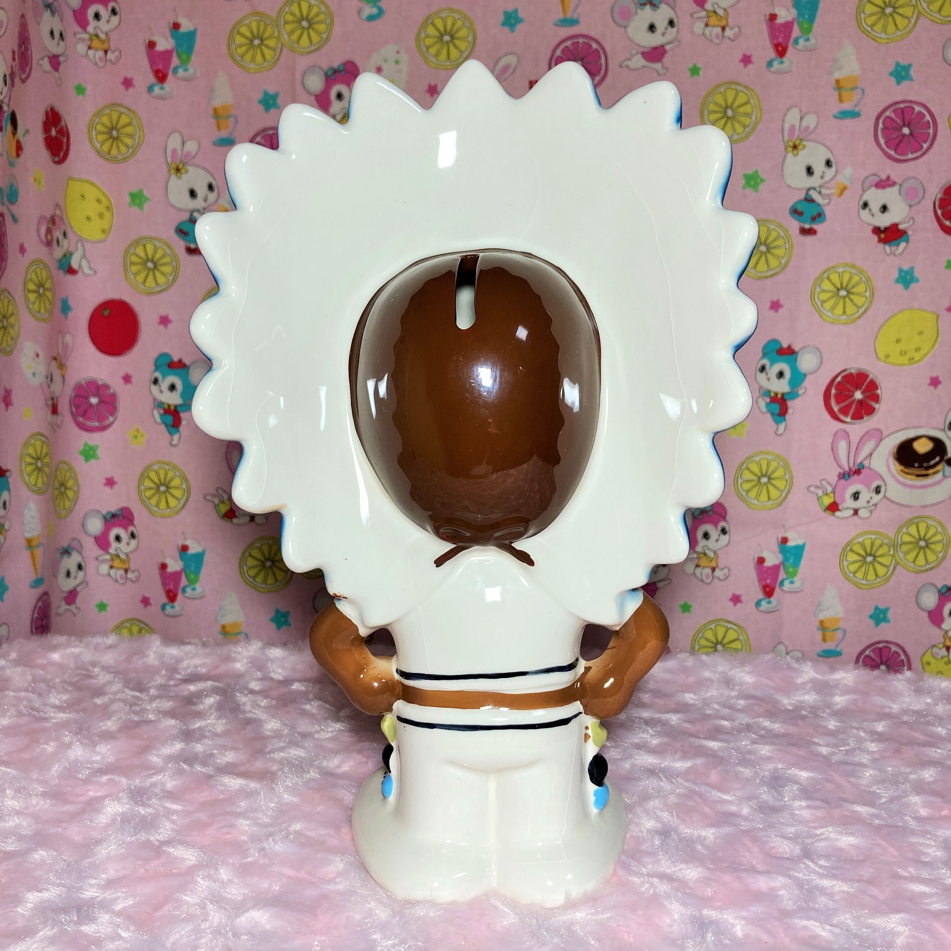 内藤ルネ 陶器 インディアン 青 貯金箱 RUNE 人形 雑貨 昭和レトロ