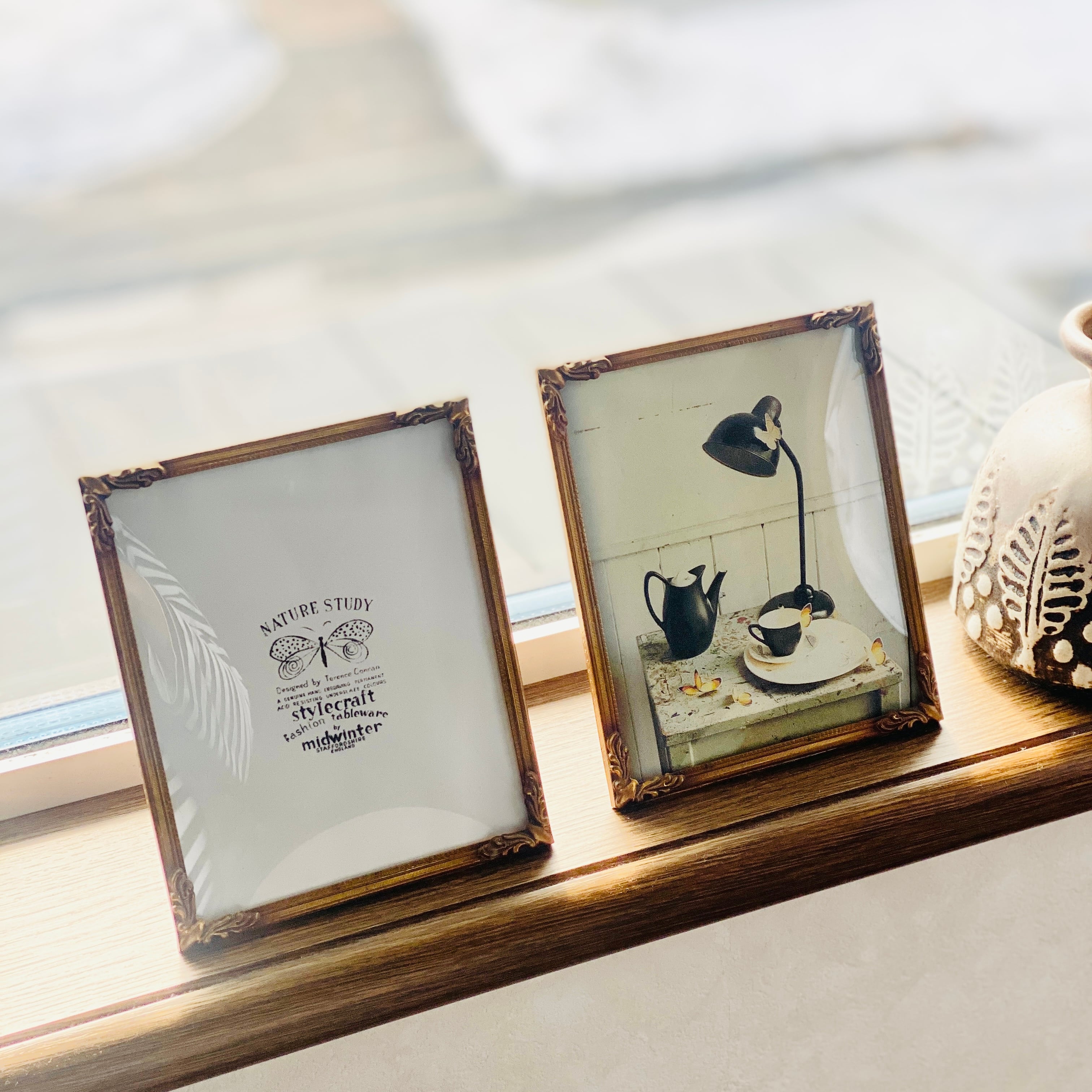 ヴィンテージ真鍮フォトフレーム/デンマーク/ 14.5㎝×12㎝/ ダメージ