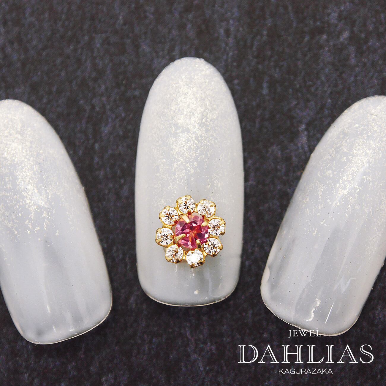 ネイルパーツ ジュエリーネイル】フラワー K18 天然ピンクトルマリン