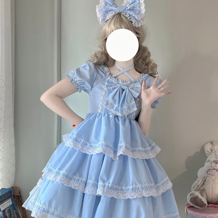 ゴスロリ通販 With U ゴスロリ ワンピース ドレス 長袖 レース 半袖