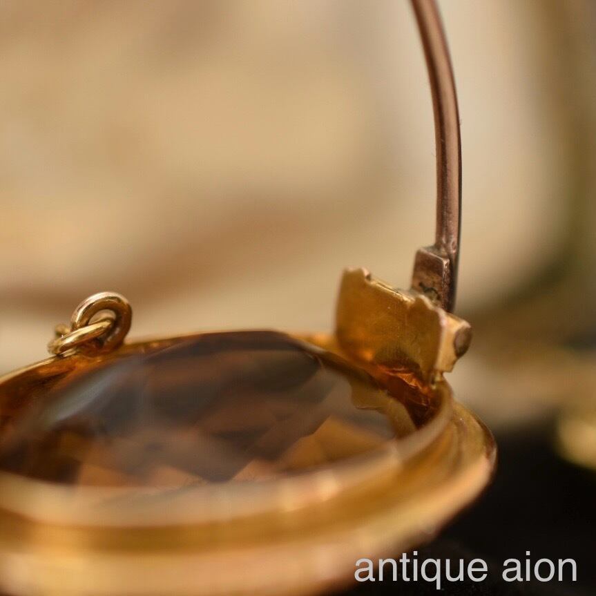 英国アンティーク 19世紀後期頃 ヴィクトリア朝時代 9金 天然シトリン