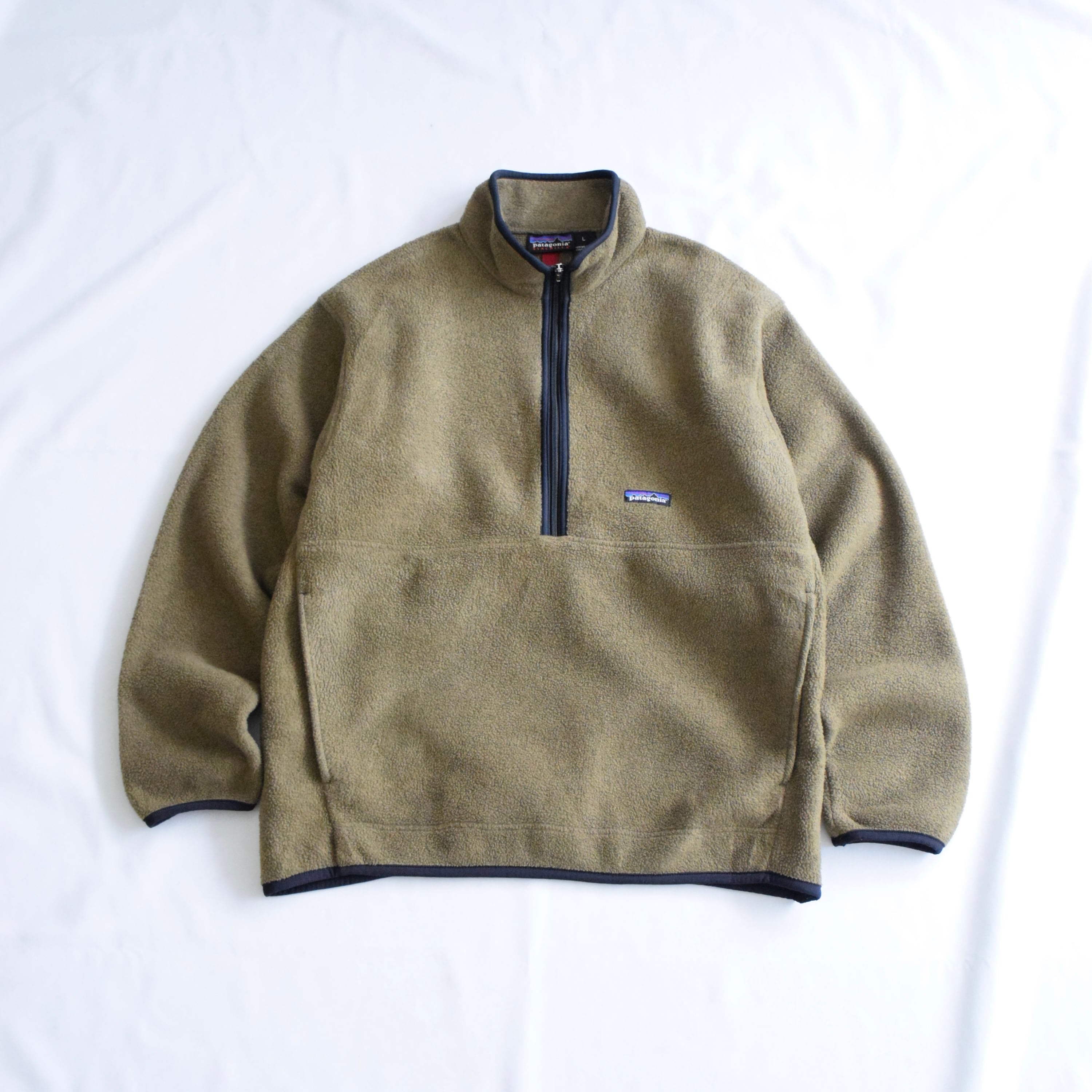 98 Patagonia シンチラフリースハーフジップ メンズL オリーブグリーン