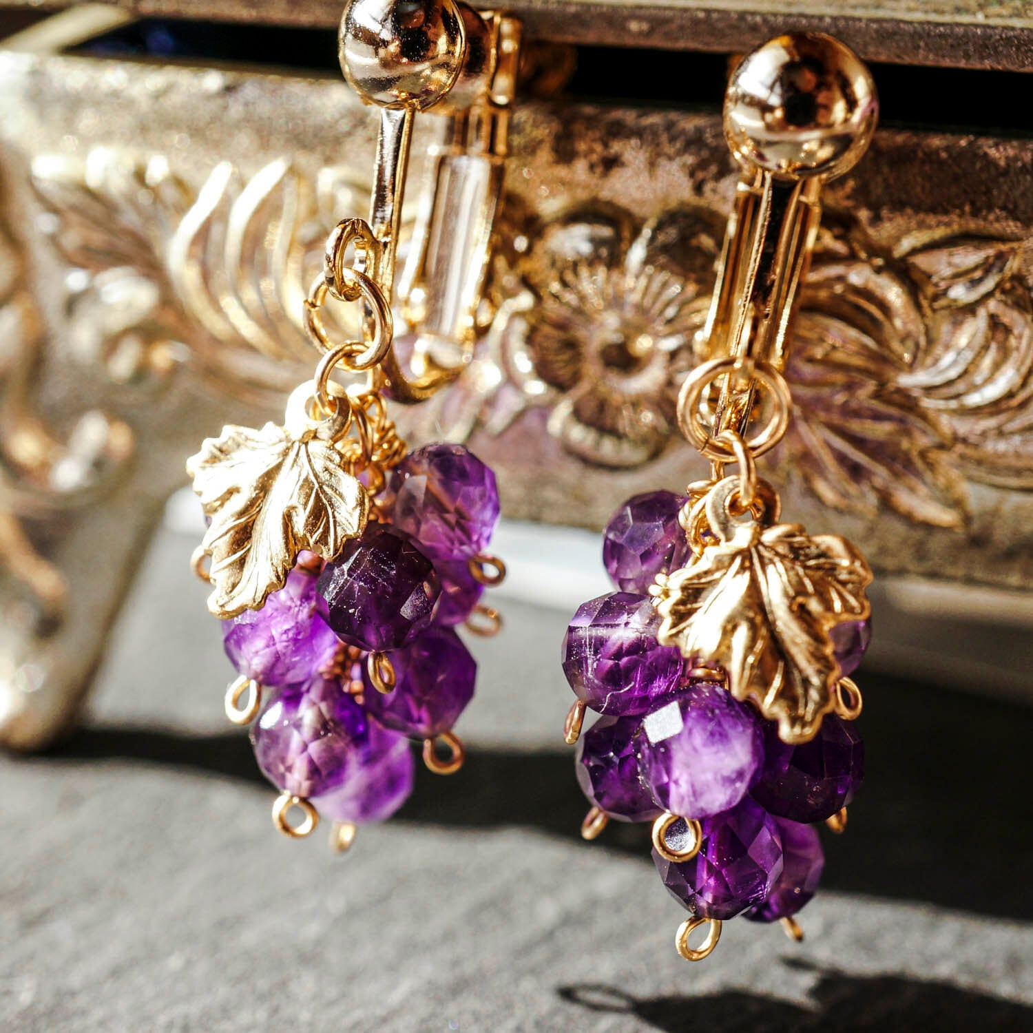 14KGF きらめくぶどうのイヤリング/ピアス::アメジスト | Aiuola