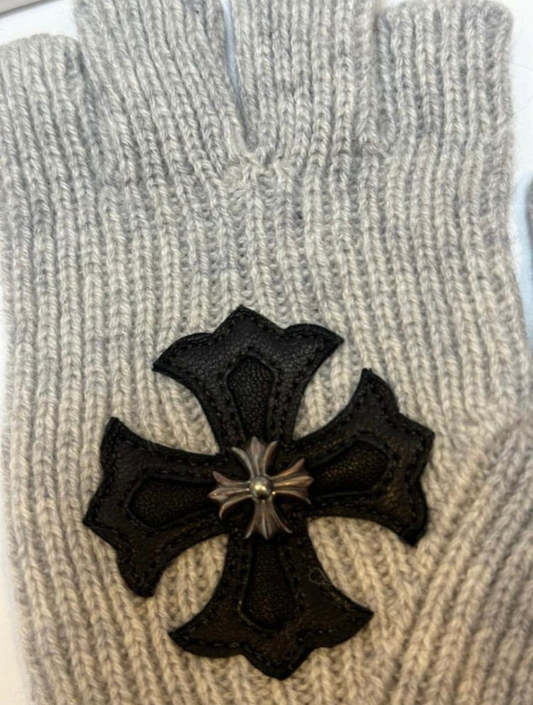 CHROME HEARTS クロムハーツ CHプラス クロスパッチ グローブ カシミヤ