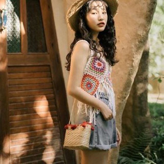 フリンジ付きマルチカラーレディースキャミソール 【公式通販】