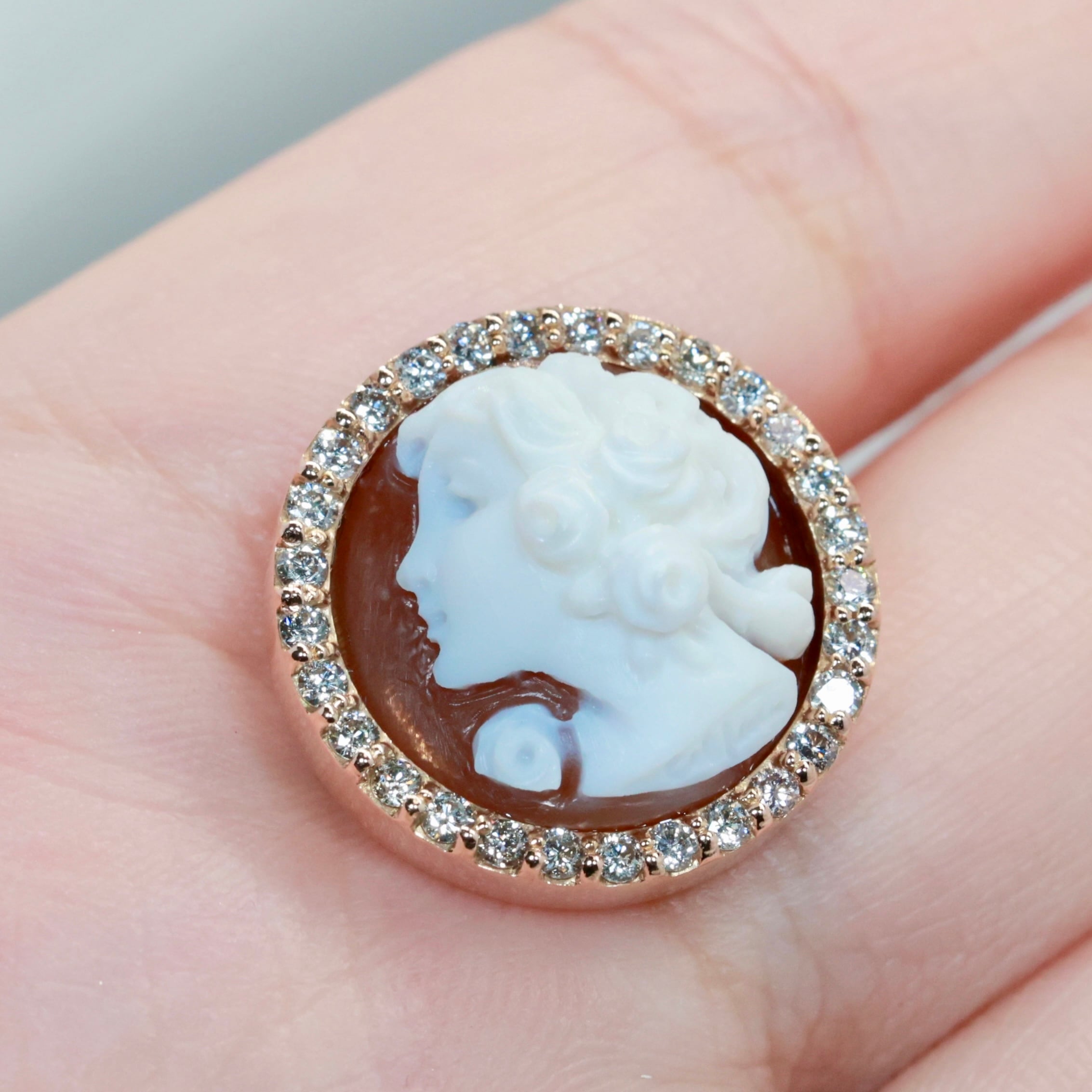 ヴィンテージ K18 カメオ ブローチ ペンダント トップ 【公式通販】