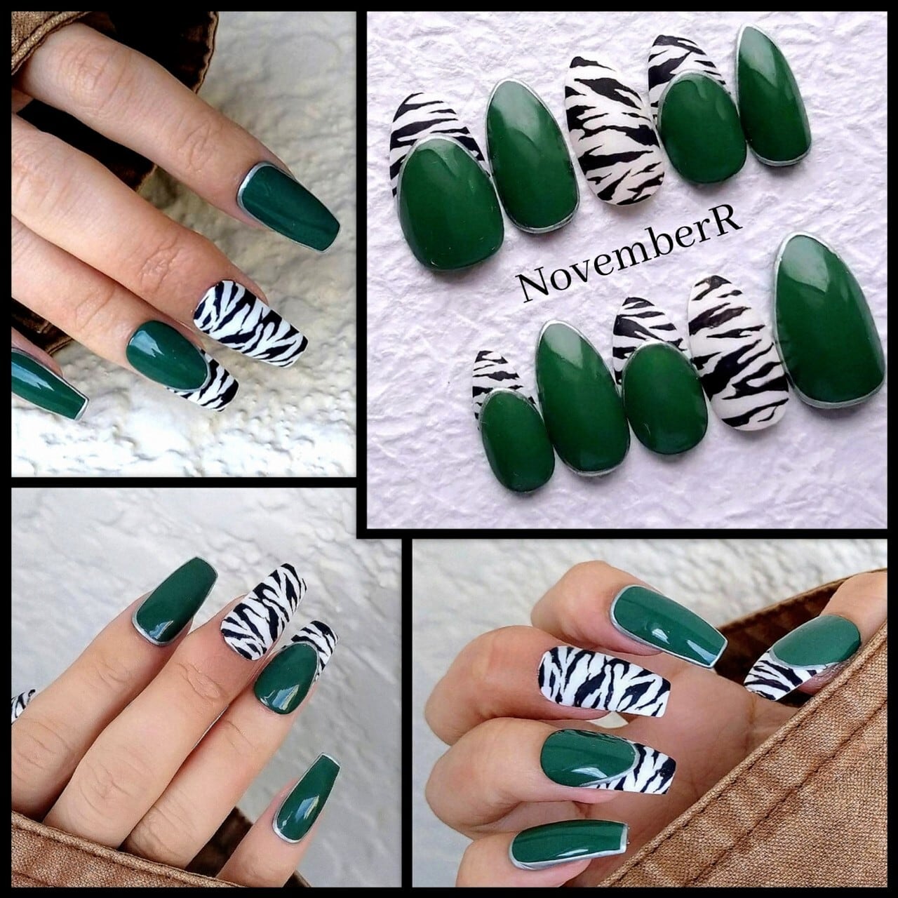 LA458☆ゼブラ×モスグリーンネイルチップ | NovemberR 〰️ネイル