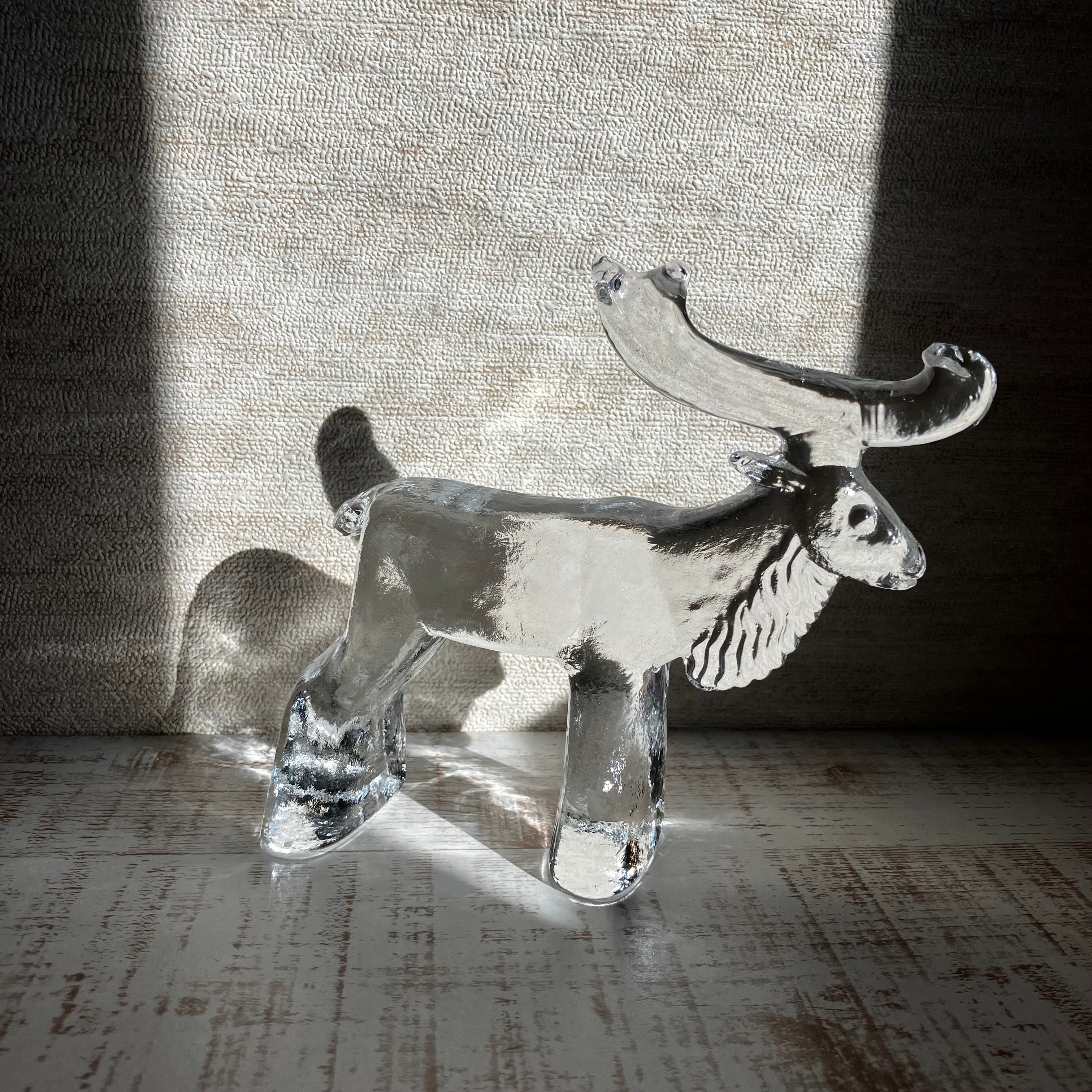 クリアガラスのトナカイ／Kosta Boda／バーティルヴァリーン／Bertil