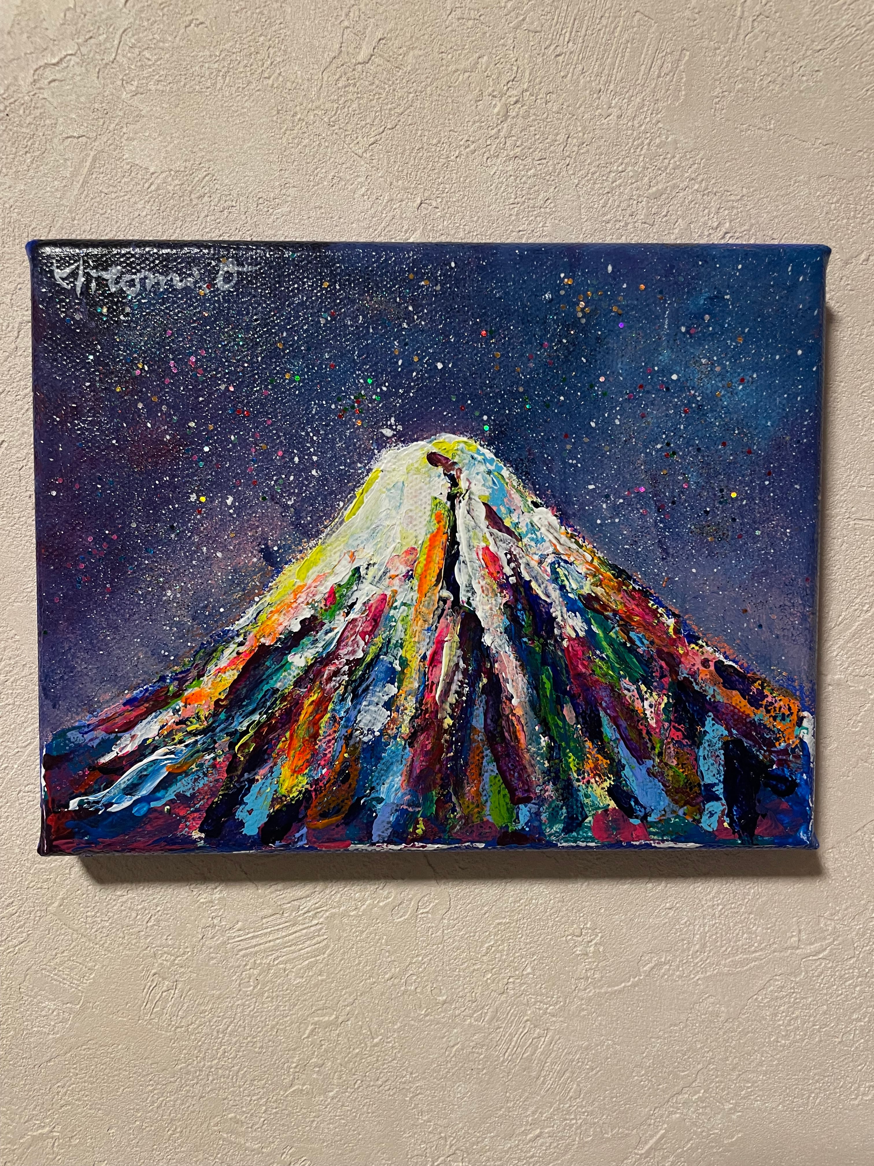 A-4/25】原画 抽象画 風景画 星空 宇宙 絵画 キャンバス 真作