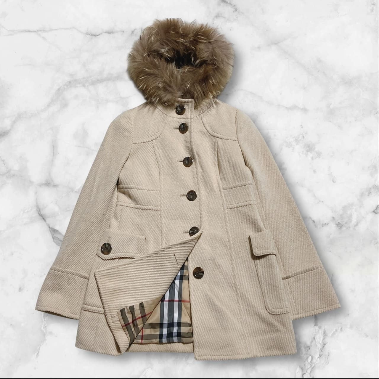 BURBERRY BLUE LABEL バーバリーブルーレーベル ウールコート アンゴラ