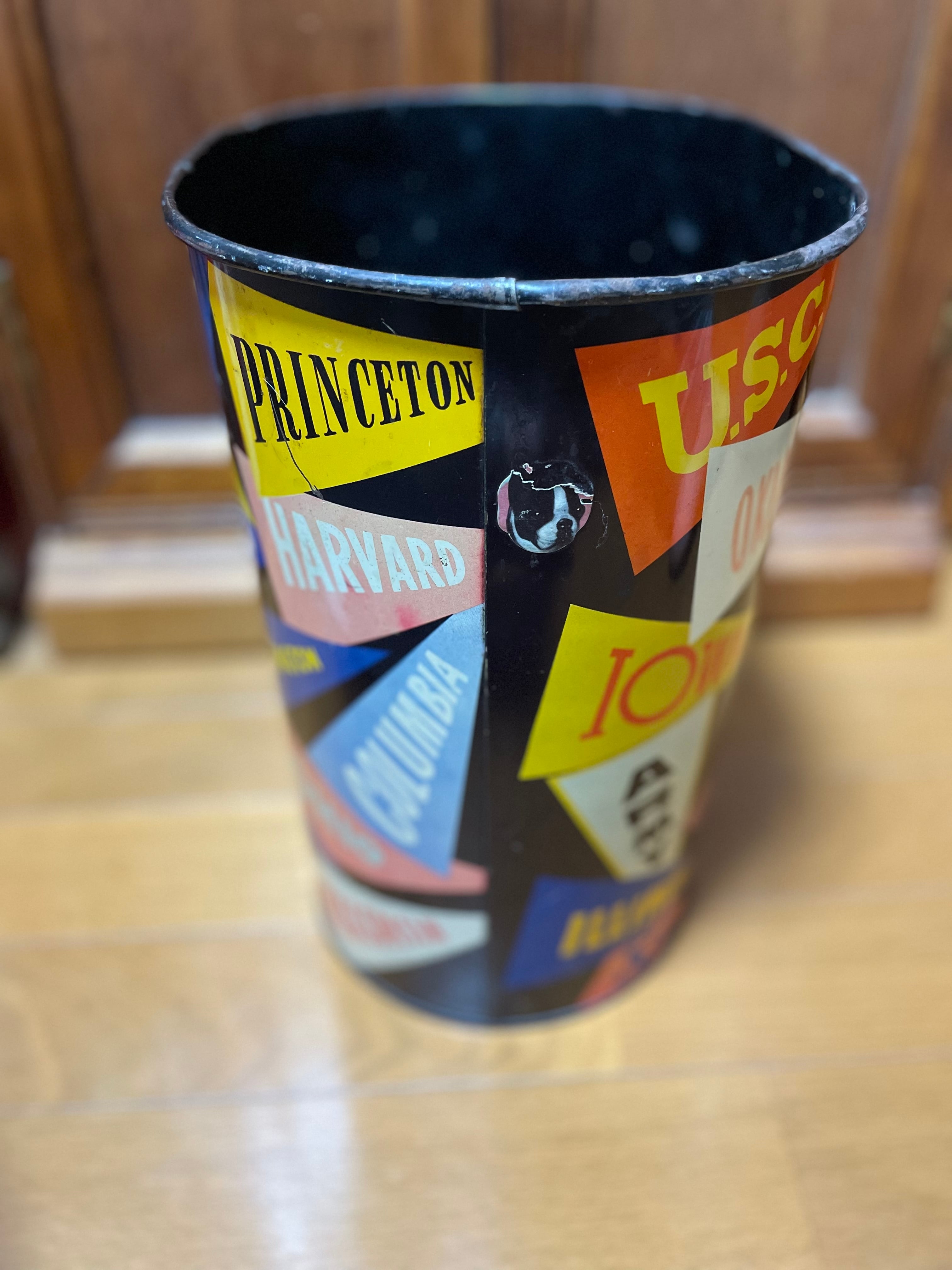 ヴィンテージ カレッジ ペナント柄 ゴミ箱 トラッシュ缶 Vintage