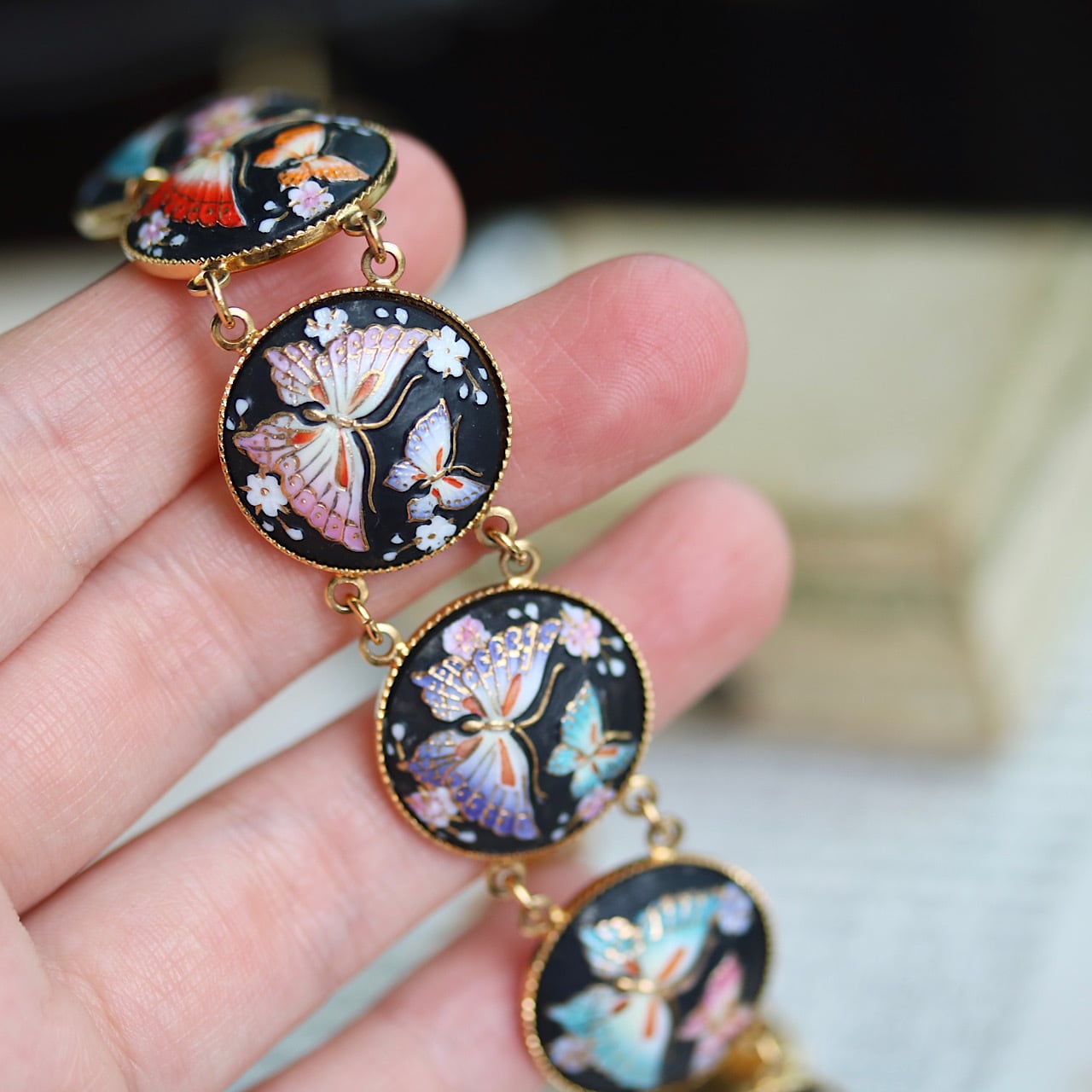 貴重】 トシカネ 俊兼 花蝶図 ヴィンテージブレスレット 里帰り品