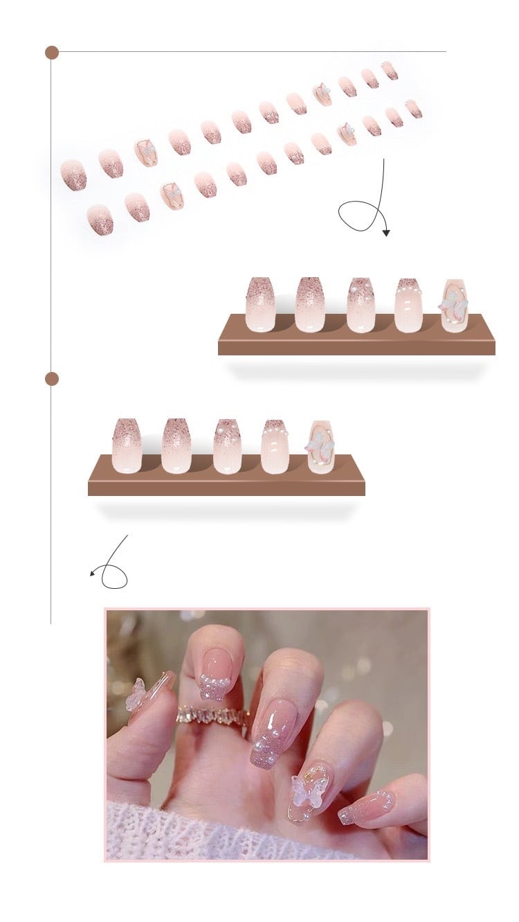 大人気No.0346 ネイルチップ 現品 ネイルアート ネイルパーツ 3D 蝶々